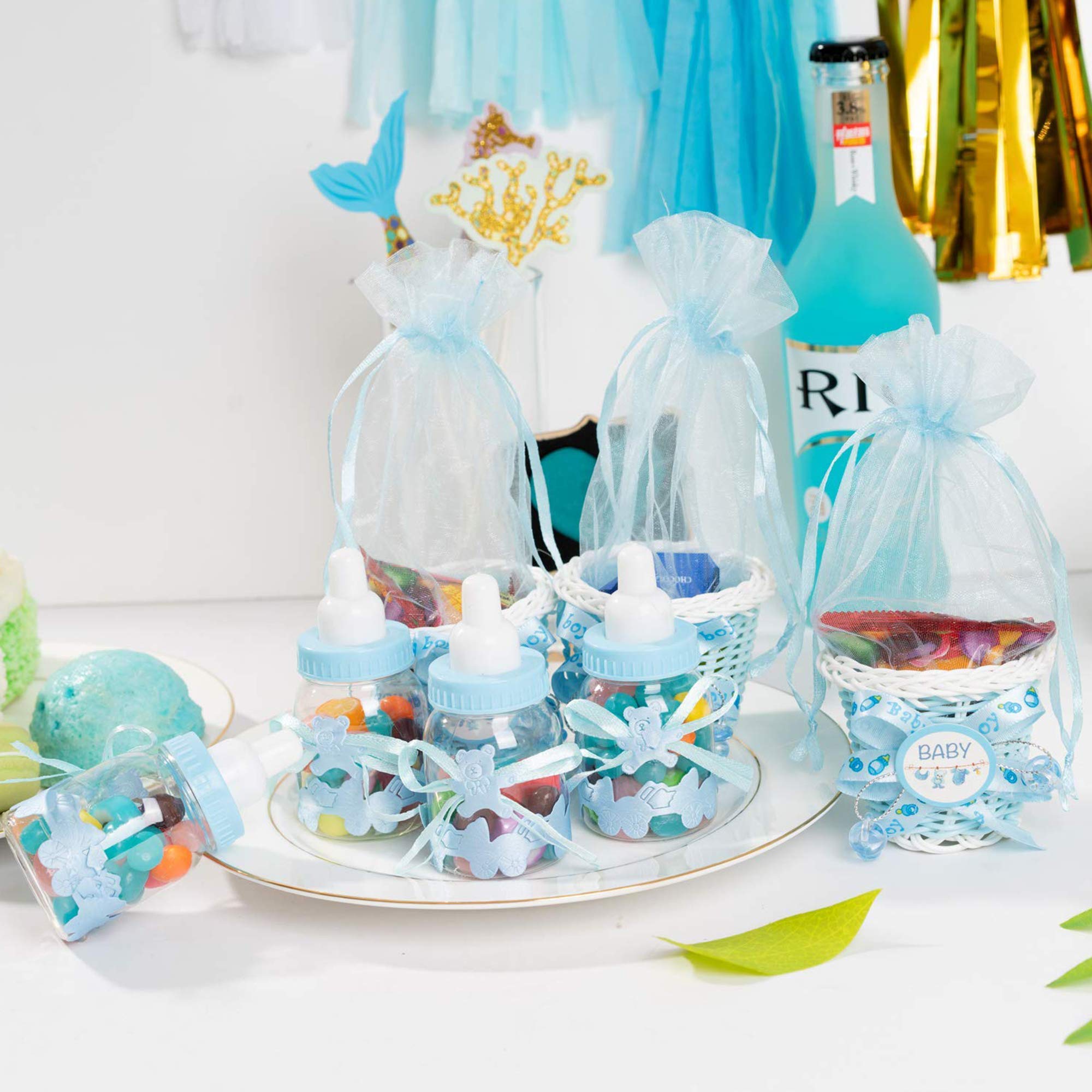 Schneespitze 24 pezzi Biberon Portaconfetti Vasetto Caramelle,Caramella Biberon Bottiglia,Favori di Nozze Forma di Bambino Bottiglia,Baby Shower Battesimo Bottigliette Regali Decorazione