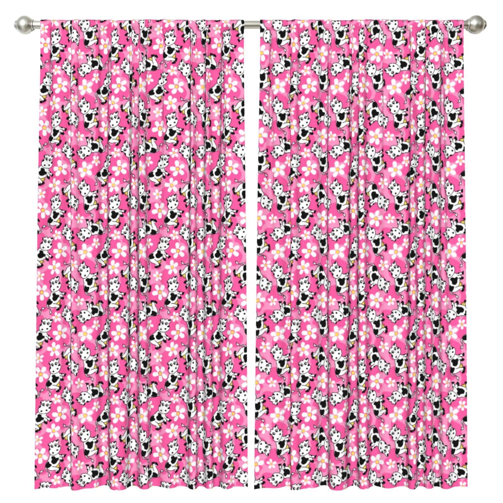 InOmak Cute Cow, 2 Panels Window Curtains 52 x 84 Inch Blackout Curtains for Living Room Bedroom