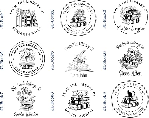 Miniatura 3 de Pickled Stamps Sello de libro personalizado en relieve – de The Library of | Libros personalizados de 1 5/8 pulgadas x negro, rojo, azul, verde,