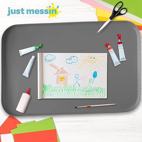 Miniatura 3 de Just Messin' Tapete de silicona para manualidades, resina, pintura, limo y joyería, protector de mesa multiusos con lados elevados para contener el