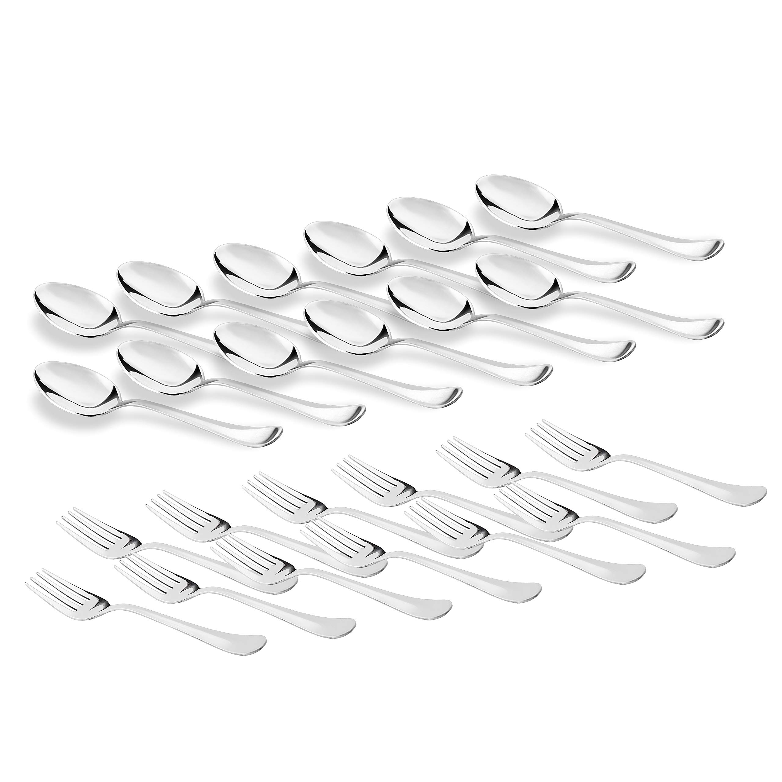 Sumeet Stainless Steel Spoon and Fork Set of 24 Pc (Baby/Medium Spoon 12 Pc (16cm L), Baby/Medium Fork 12 Pc (15.5cm L))– (1.6mm Thick) - Image 7 thumbnail