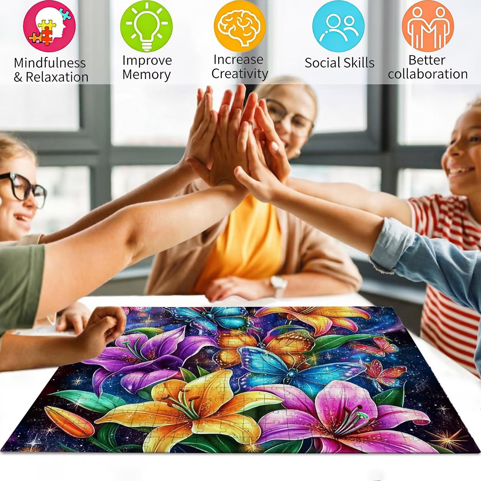 Lilie Puzzle 1500 elementów, trudne puzzle, drewniane puzzle dla całej rodziny, zestaw "zrób to sam", dla dorosłych, nadają się jako dekoracja ścienna i prezenty dla kobiet, temat: Sen 8p-563