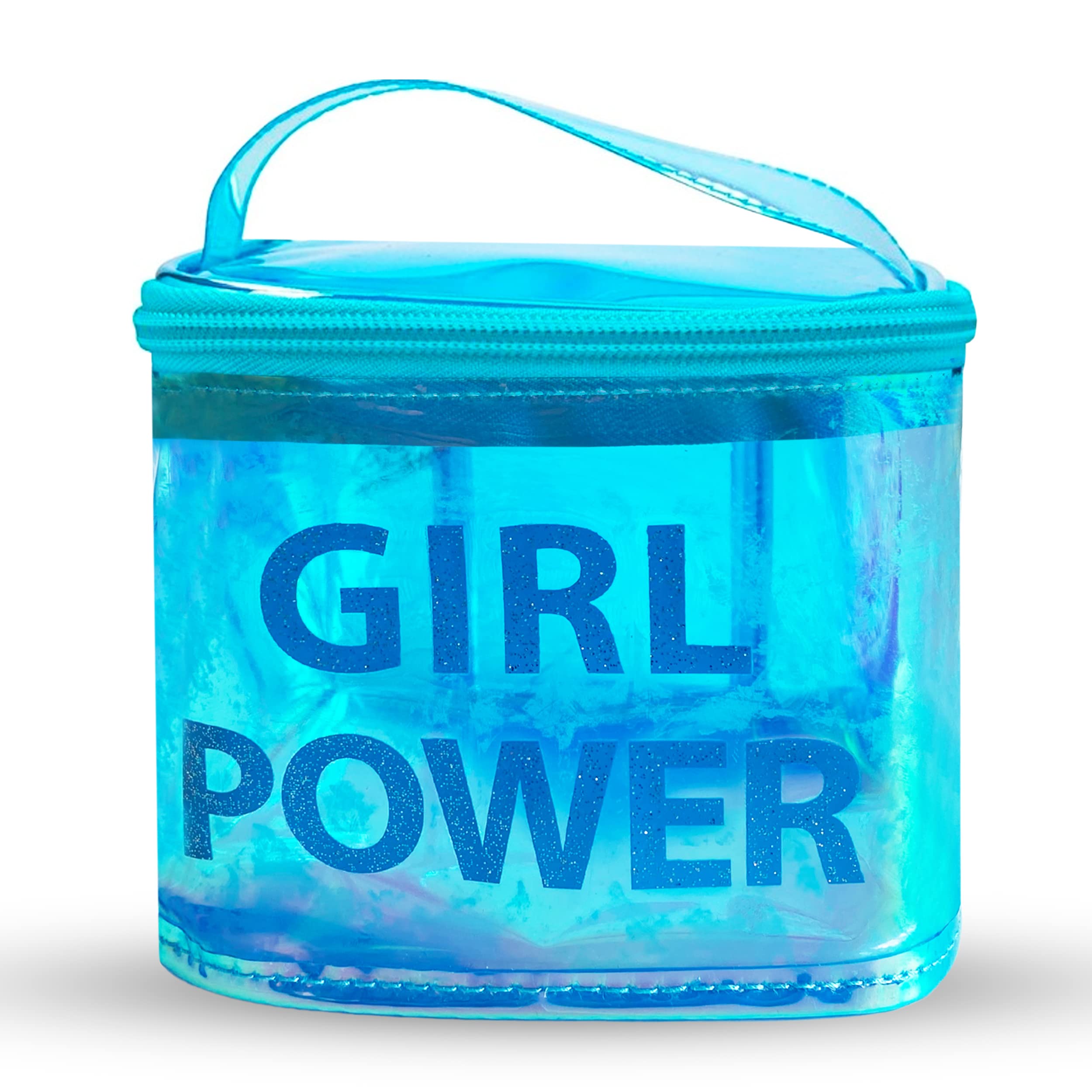 Genérico Neceser Maquillaje Transparente para Mujer y niña, Organizador de Aseo portátil Azul, Bolsa de Viaje pequeña para Guardar cosméticos.