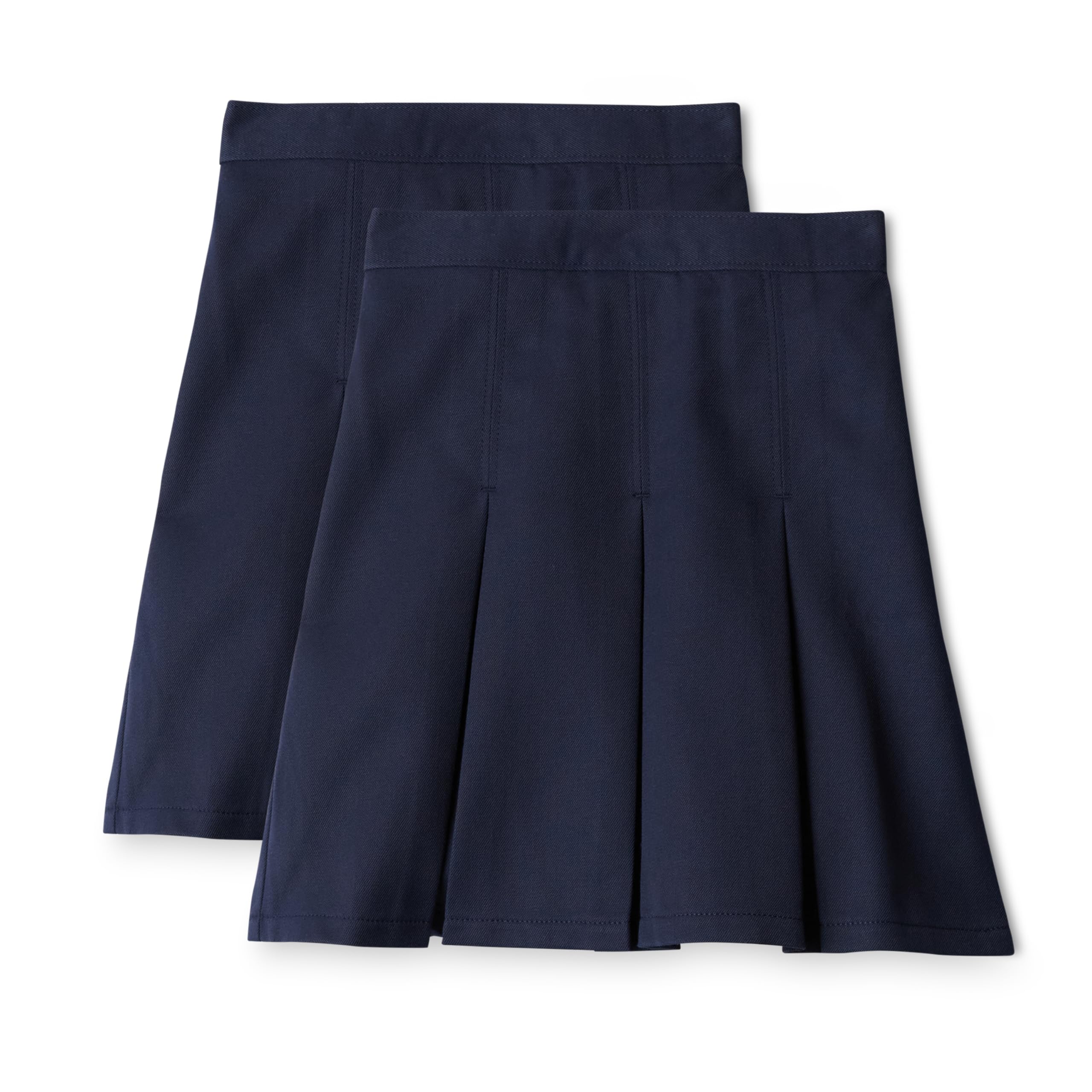 Amazon Essentials Girls' Pleated School Uniform Skirt, Pack of 2, Navy, 4 Years