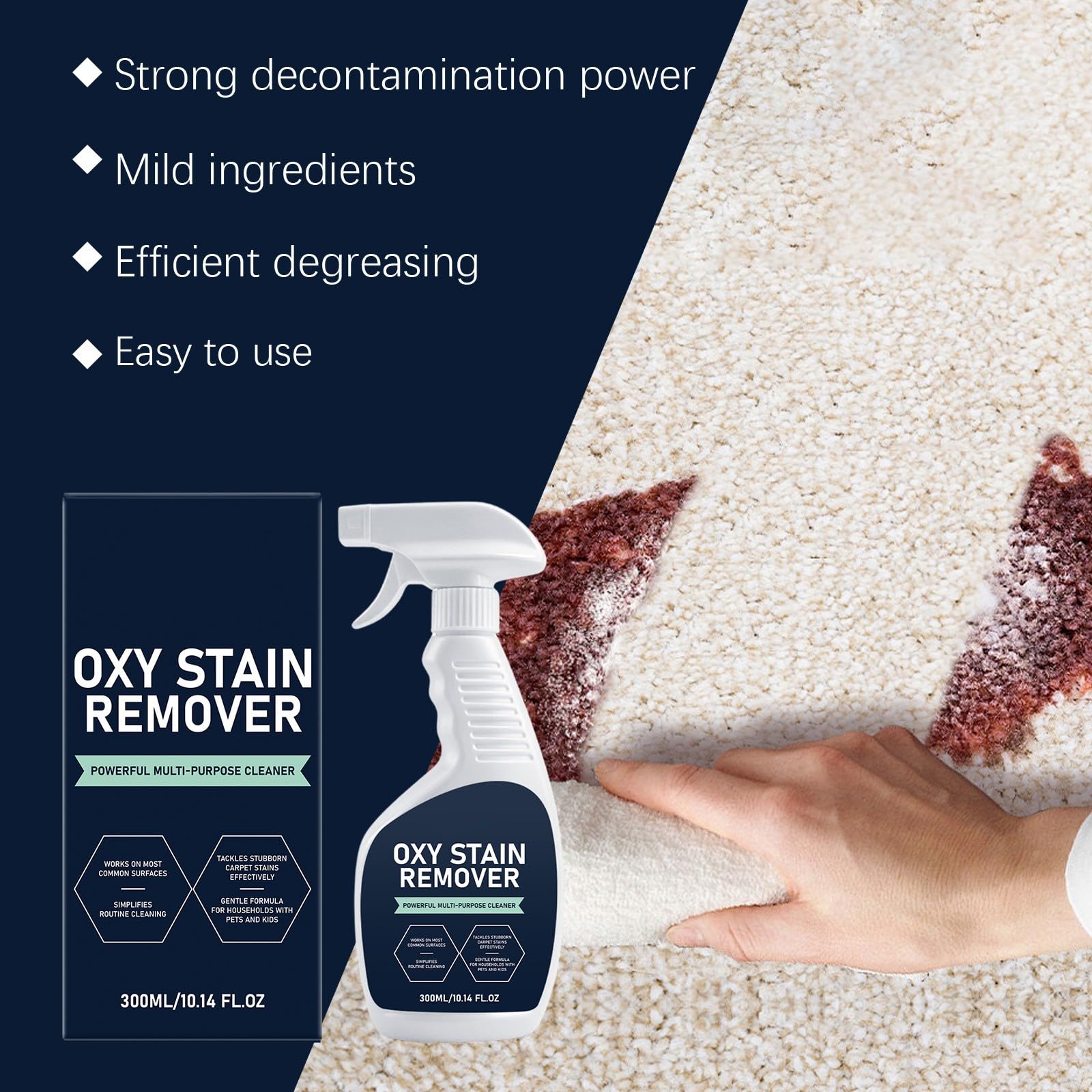 Oxy Stain Remover - Oxygen Powered Carpet Cleaner Spray, Polsterreiniger Auto, Teppichreiniger zur Entfernung selbst Hartnäckiger Flecken und Gerüche, Reiniger für Waschsauger & Teppichreiniger (3PC)