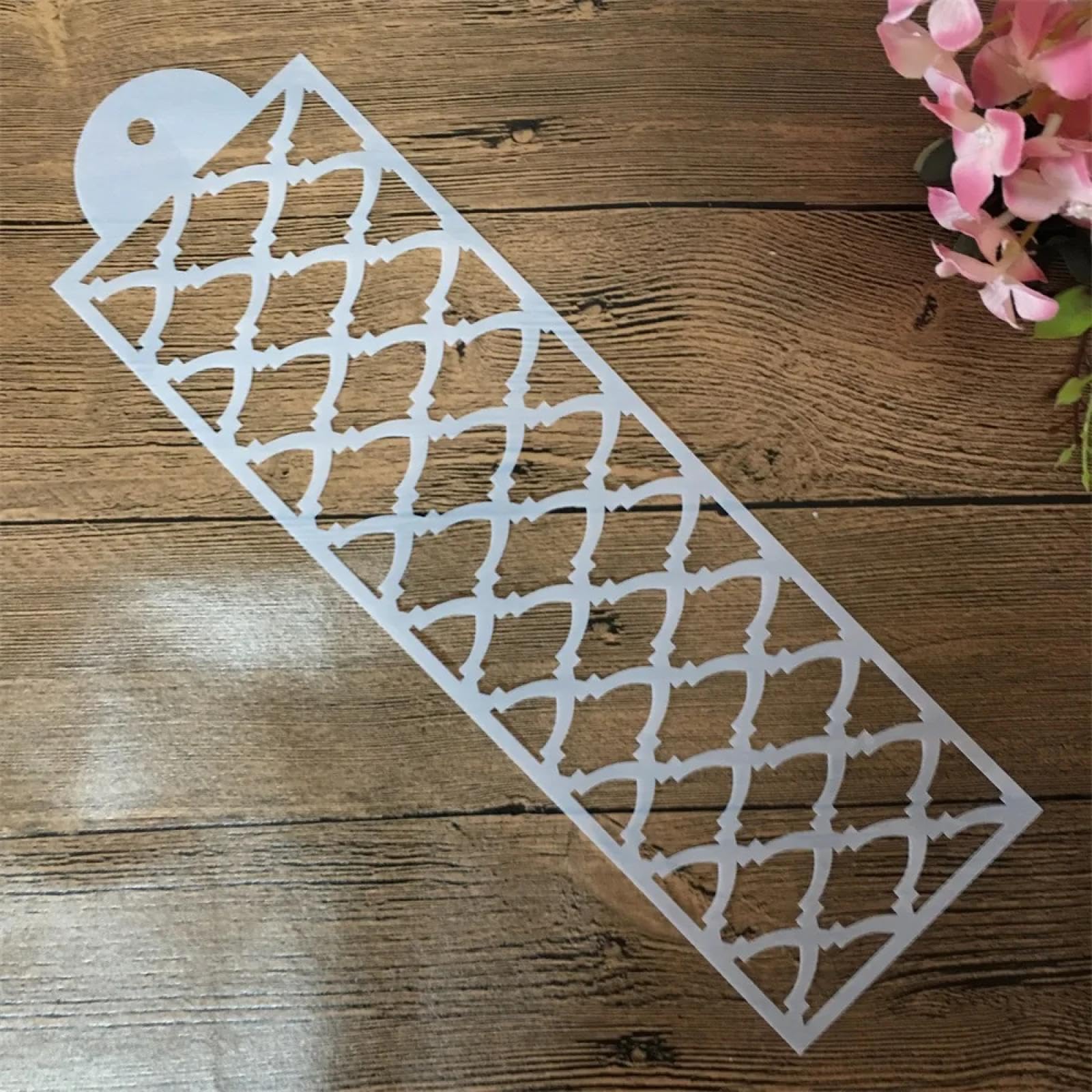 Plantillas para pintar sobre madera, 8 unidades, marco de flores de geometría de 10 x 34 cm, plantillas reutilizables para manualidades en madera, lona para decoración del hogar