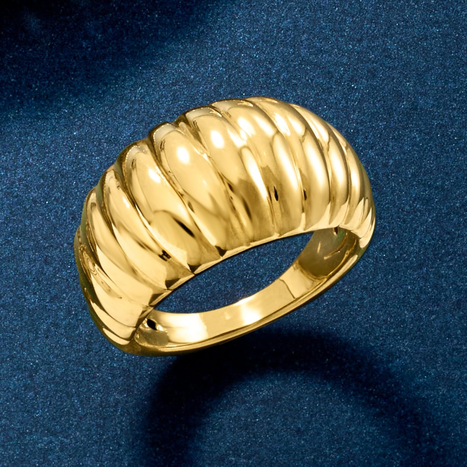 Ross-Simons Italian 18kt Yellow Gold Ribbed Dome Ring