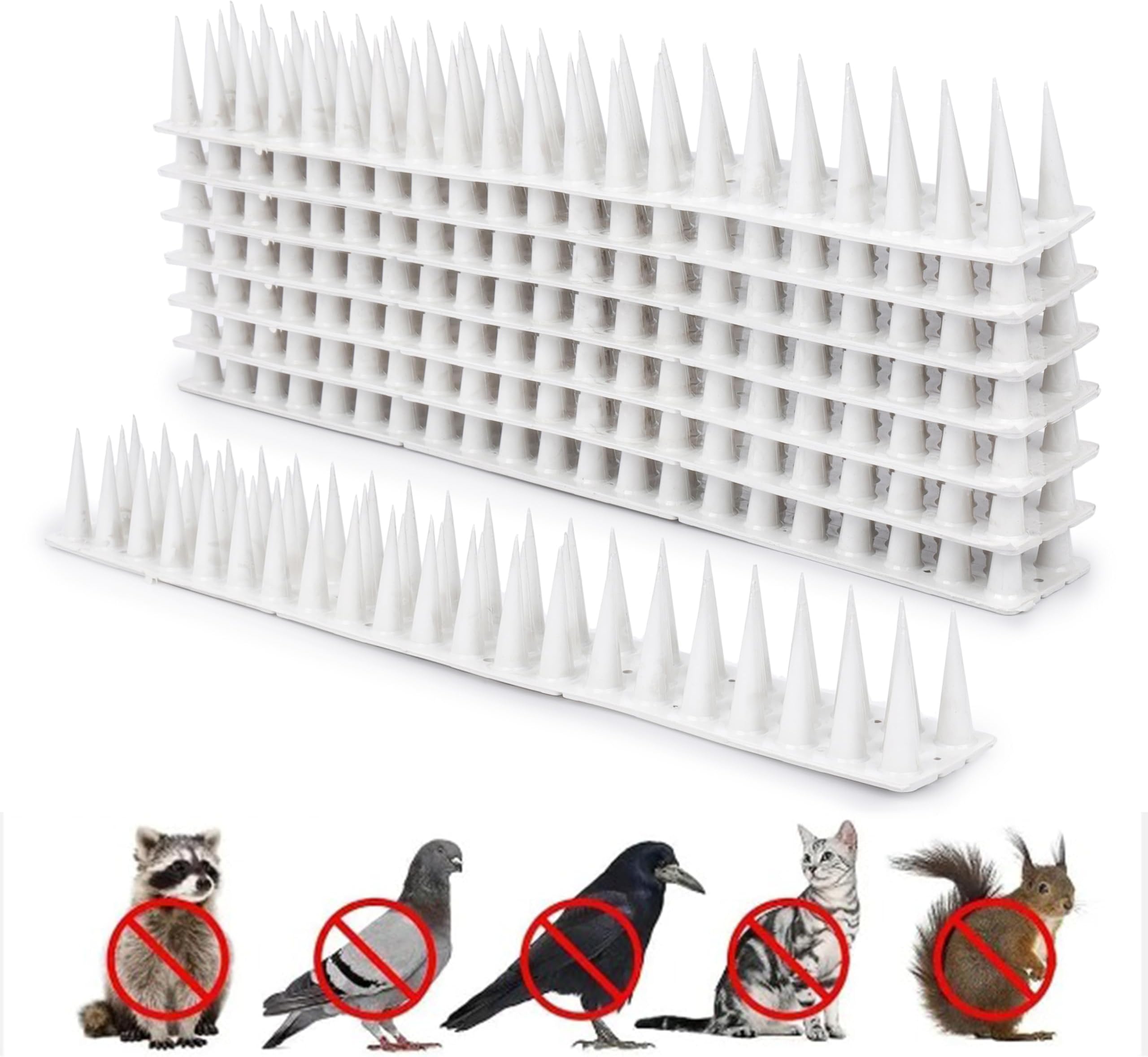 PlastKart Pigeon Spikes (Pack of 80) Anti Bird Control for Balcony, Railing, Home Window Protection from Pigeon, Cat, Monkey, Crow, Kabootar, Split AC, Spikes with Double Sided Tape (White)