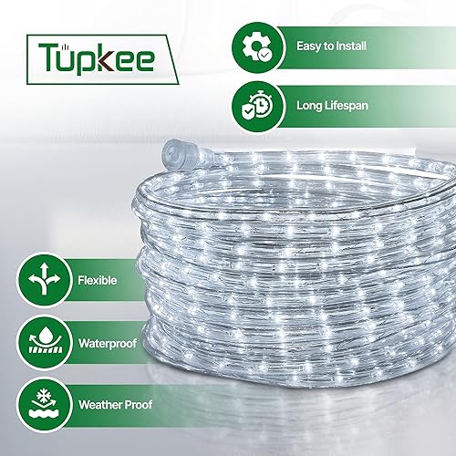 Miniatura 6 de Tupkee Luces LED de cuerda Blanco Frío - 7.3 m (24 pies), para uso en interiores y exteriores - Diámetro de 10 mm - 144 bombillas LED de vida larga