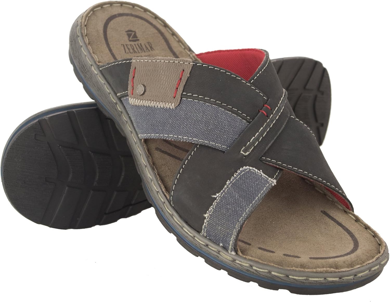 Zerimar Leren Heren Sandalen - Comfortabele Teenslippers Met Antislipzool Voor Zomer