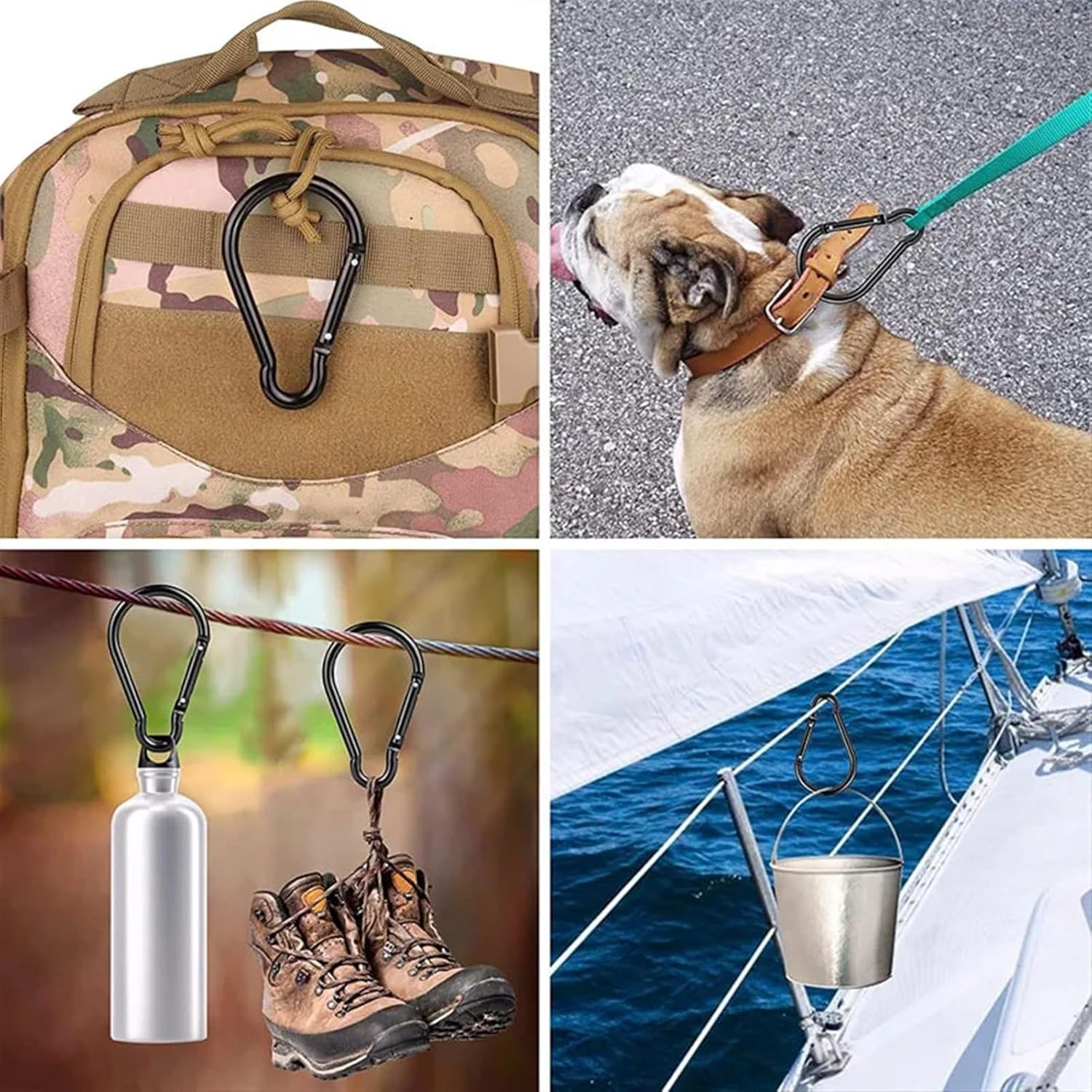 Snap Clips Snap Hooks 2PCS 4 inch Large Gourd Aluminum Keyring Outdoor Spring Hook with 2pcs Ring Clip Key Chain