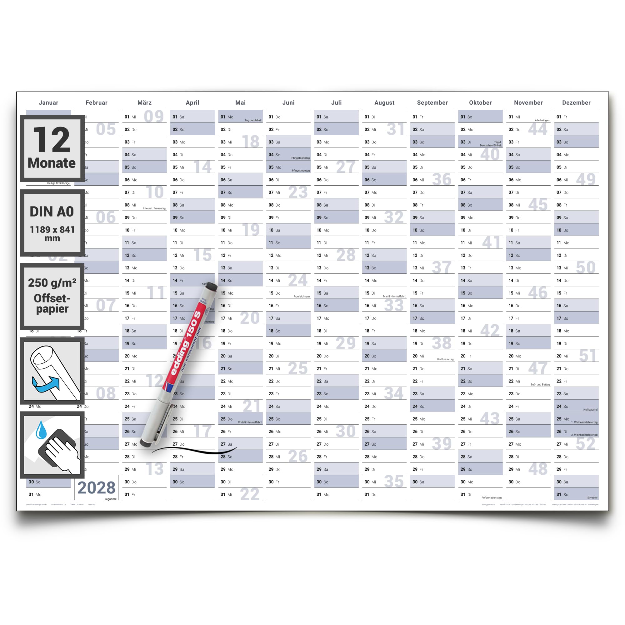 2025 Wandplanner kalender groot | Wandkalender 2025 Jaar