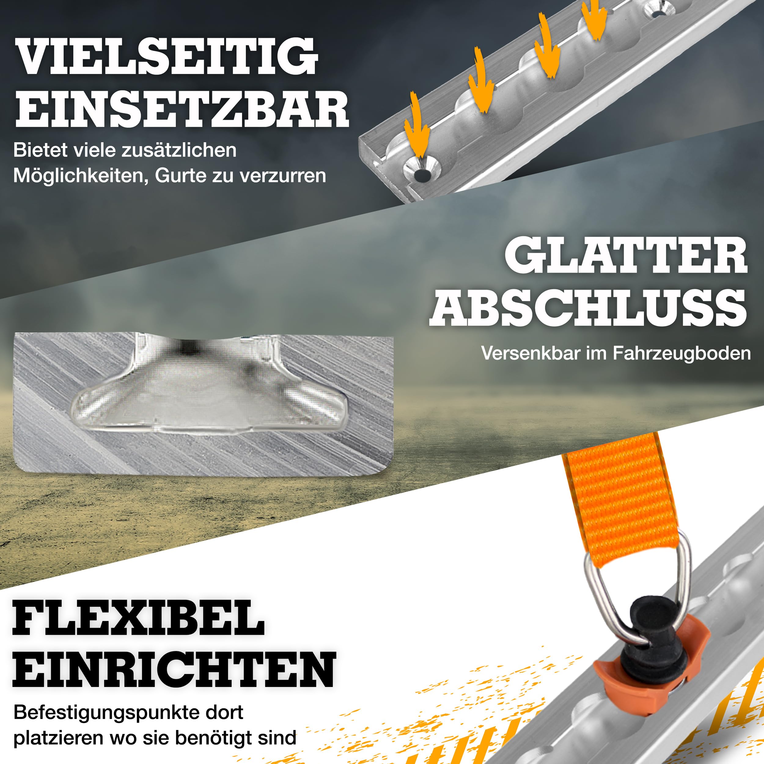 Safetytex Airlineschiene Set 8x1m Single Fitting Endkappen eckig | Starterset mit Zurrschienen Zubehör, 20 Fittings und 16 Kappen für sichere Ladungssicherung im Transportbereich