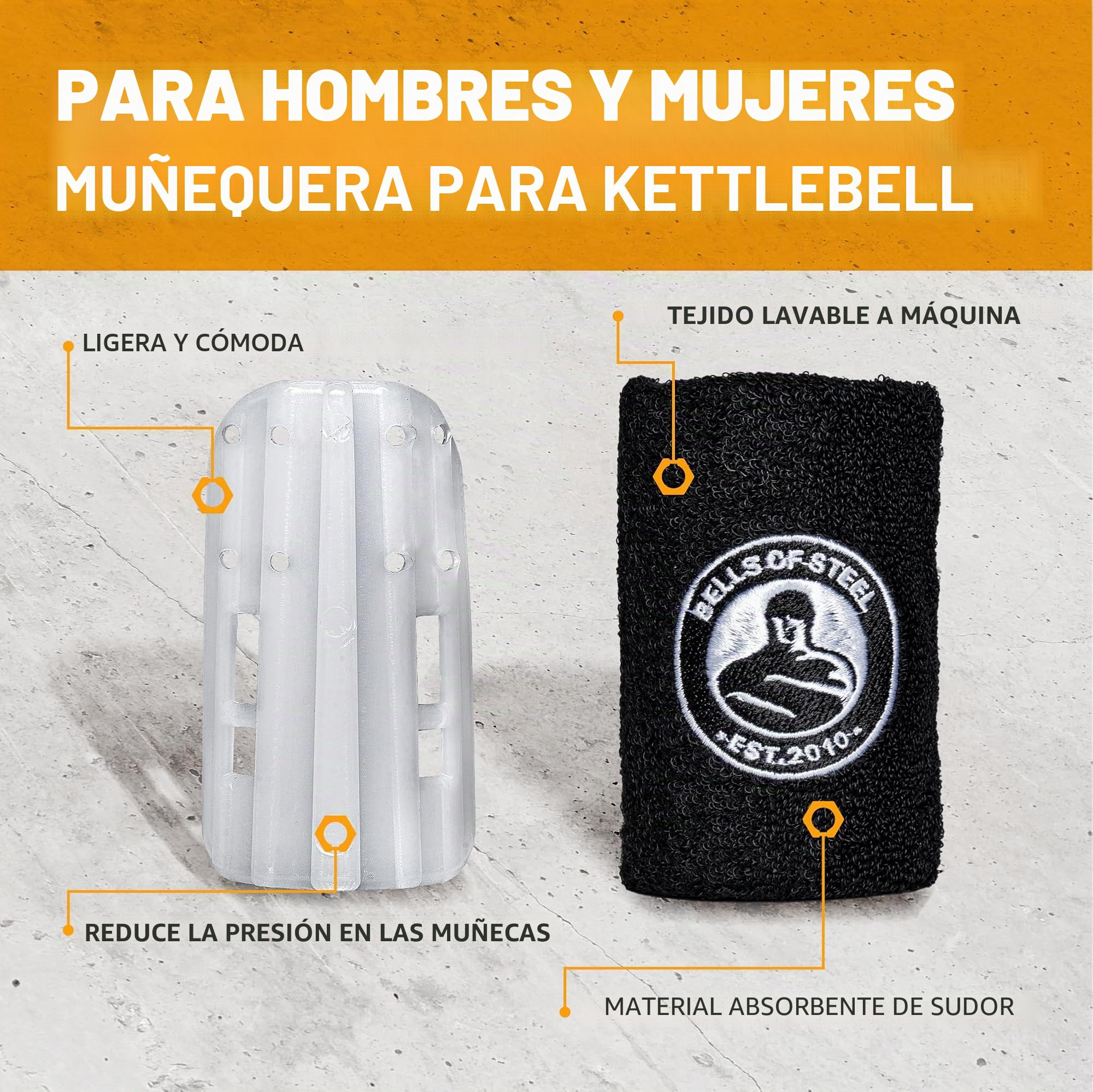 Bells of Steel Kettlebells - Muñequera BellGuard con Inserciones de plástico para absorción de Golpes, muñequeras para Gimnasio, muñequera para Entrenamiento, Talla única, par de muñequeras