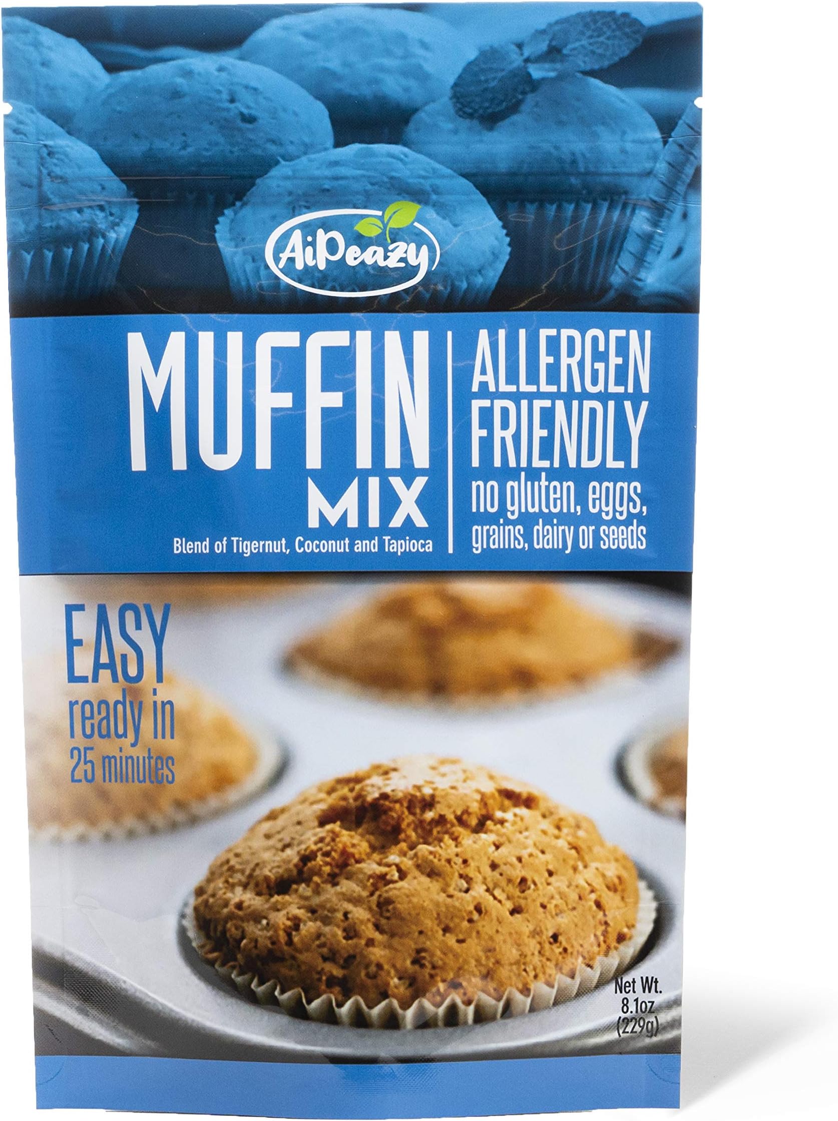 AiPeazy - Muffin Mix - Blend of Tigernut, Coconut and Tapioca - Gluten, Egg, Dairy, Grain Free