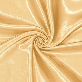 Homiest Gold Satin Fabric by The Yard, 1 Yard x 58 Inch Charmeuse Satin Fabric Silky & Shiny Cloth Fabric, Smooth Bridal Satin Fabric for Wedding Dress, Clothing Making, DIY Crafts, Sewing