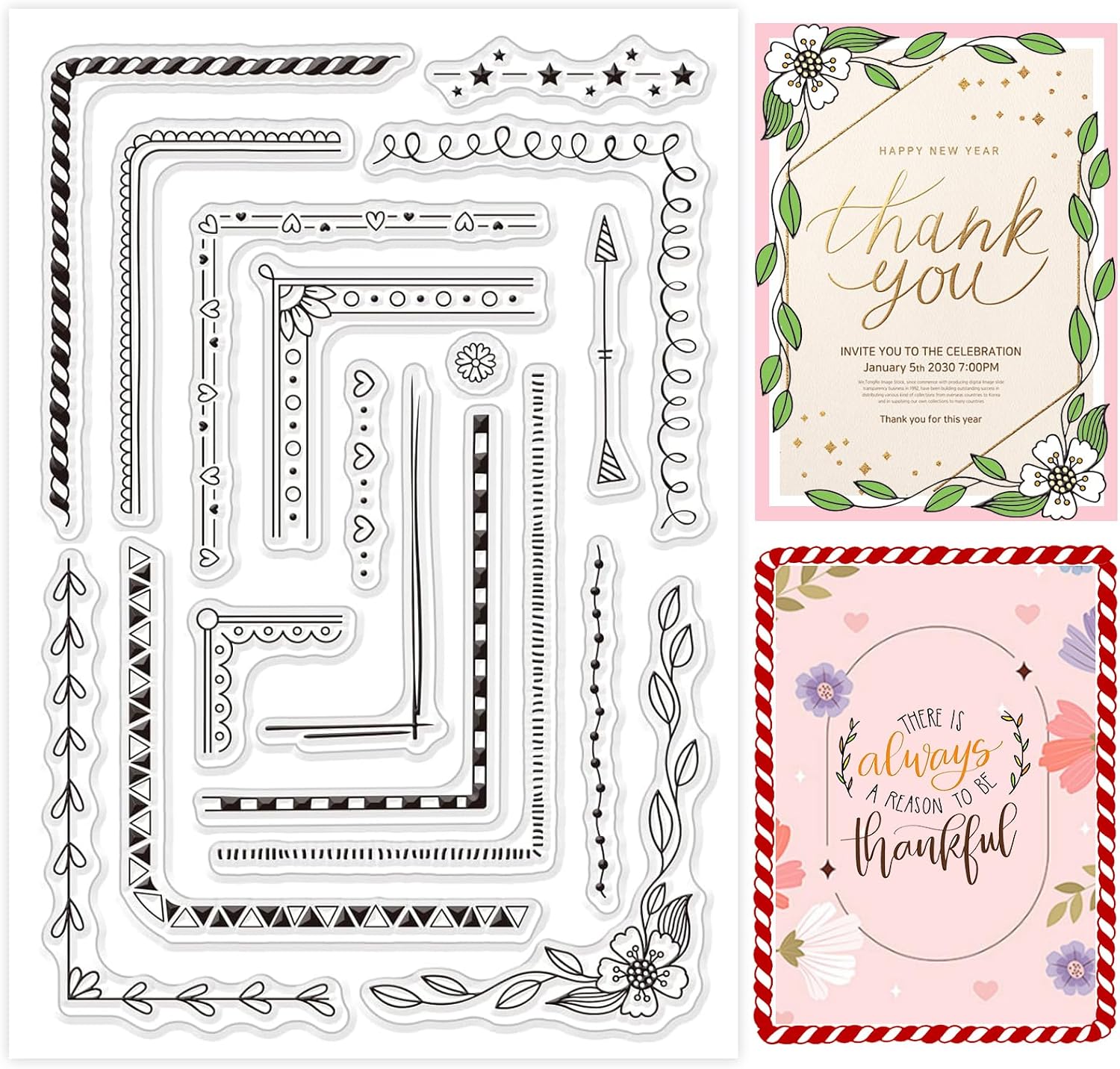 GLOBLELAND Iron Orchid Corner Clear Stamps Lily of The Valley Flower Silicone Stamp Rose Lily Transparent Stamp for Card Making Decoration and DIY Scrapbooking