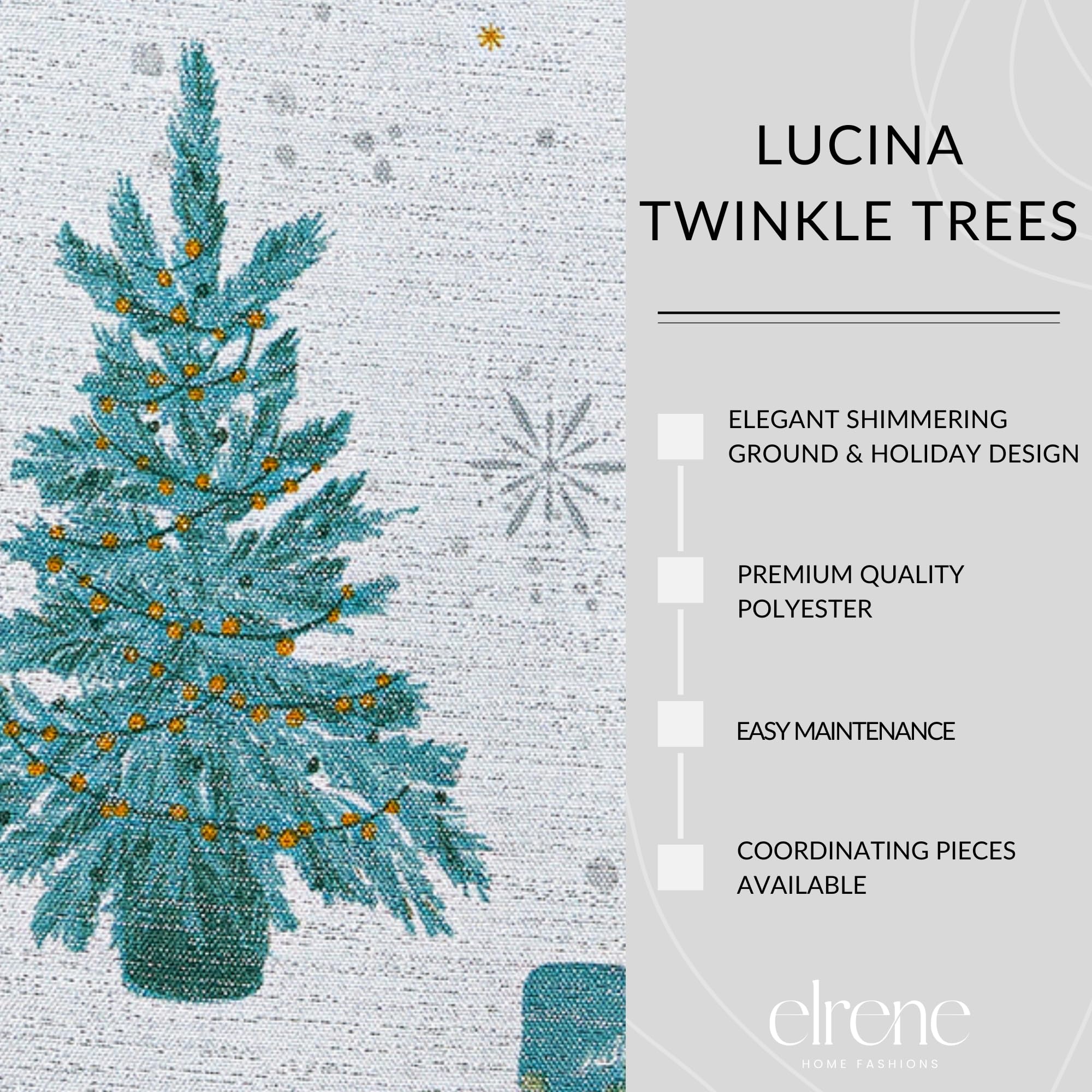 Elrene Home Fashions Lucina Twinkle Trees Holiday/Christmas Sparkle Lurex Tkanina Prostokątny Obrus do jadalni, 152 cm x 213 cm