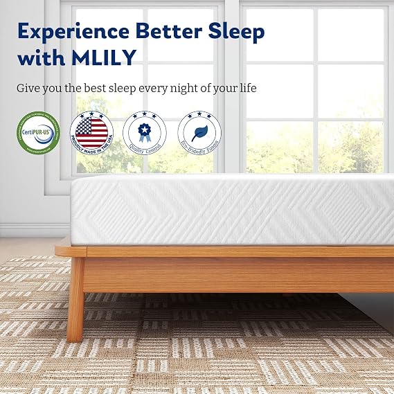 MLILY Twin Mattress, 6 Inch Memory Foam Mattress Bed in a Box, Medium, Green Tea and Cooling Gel Infused CertiPUR-US Certified, Made in USA