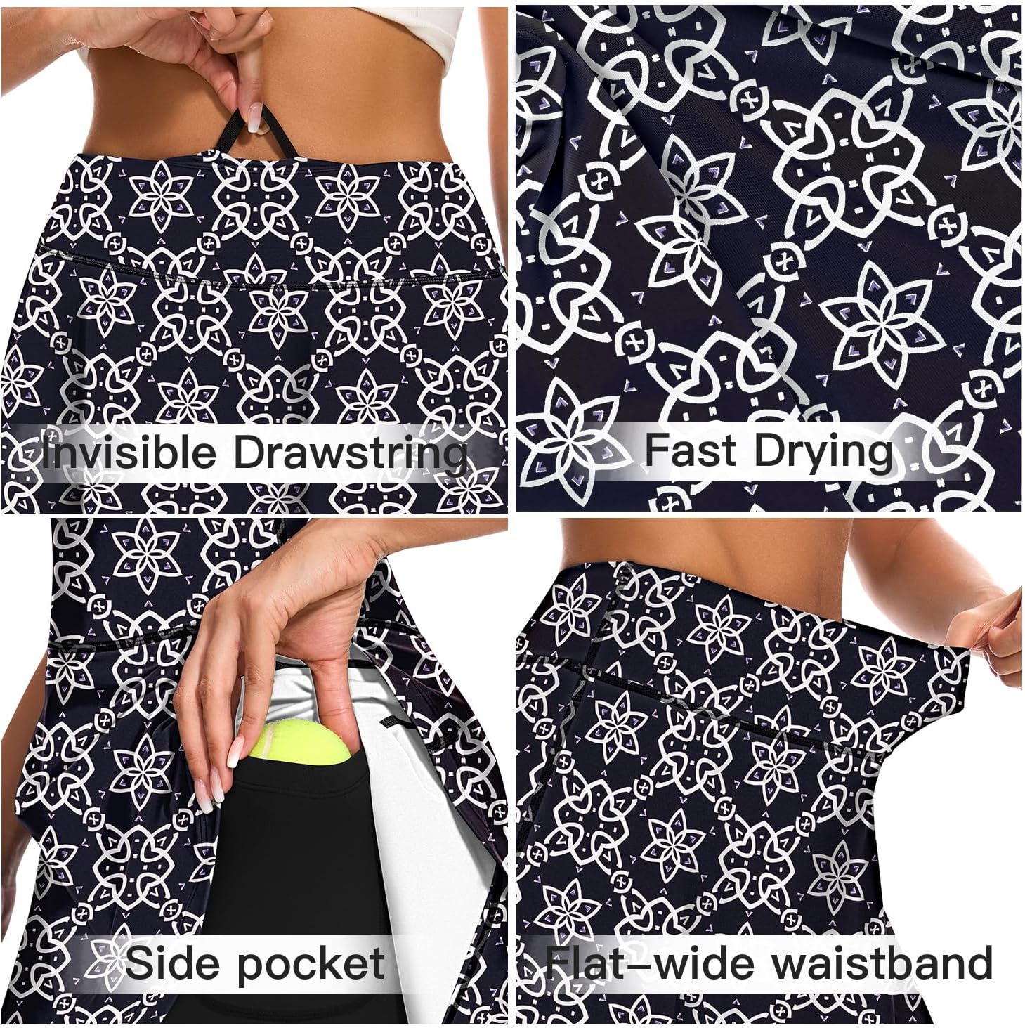 WOWENY Tennis Skirted Leggings for Women Athletic Skirt with Capri Leggings Golf Pickleball Yoga Legging with Skirts Pockets - Image 4