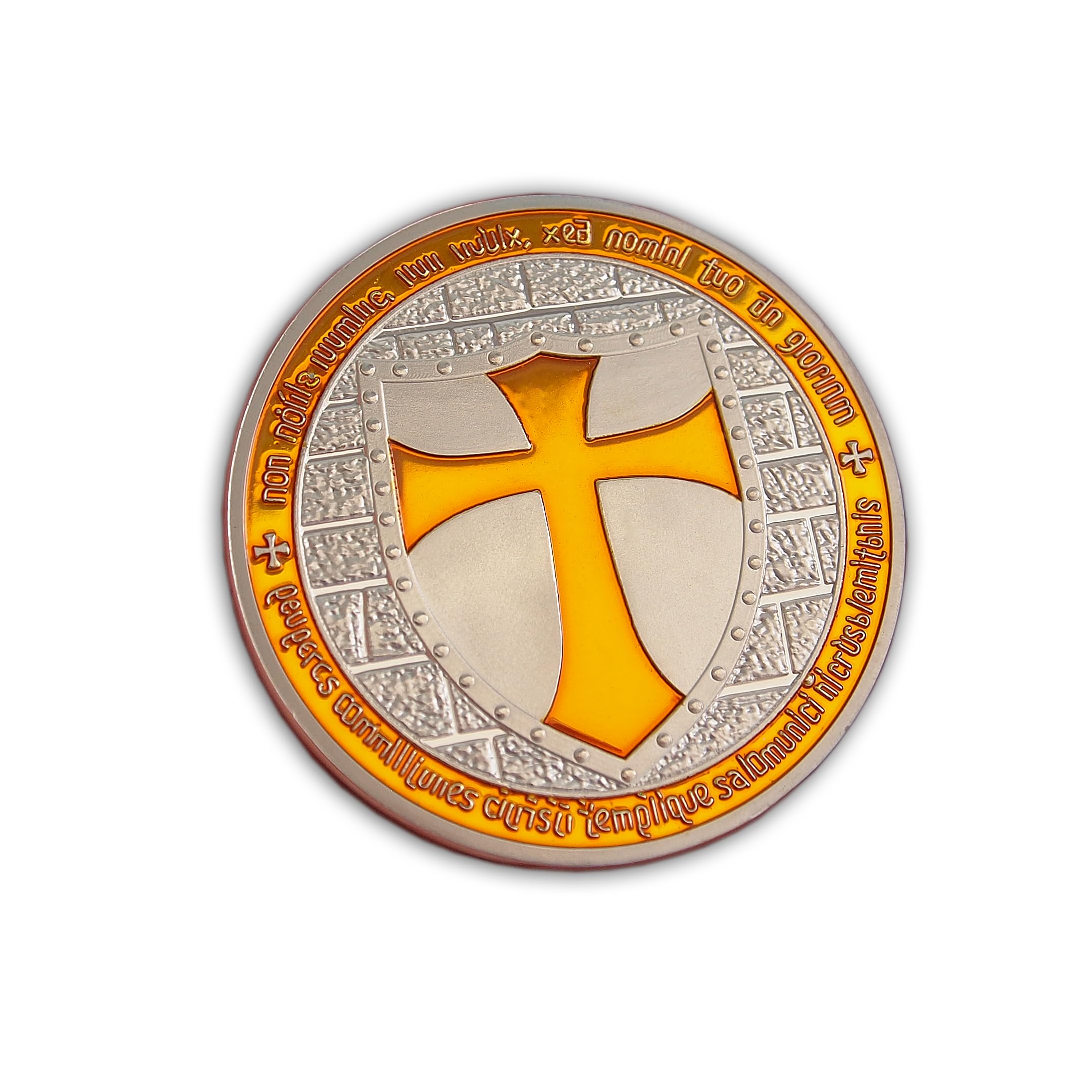 Eillwin Knights Templar Cross Commemorative Challenge Coin, Non Nobis Domine, Medieval Christian Religious Keepsake