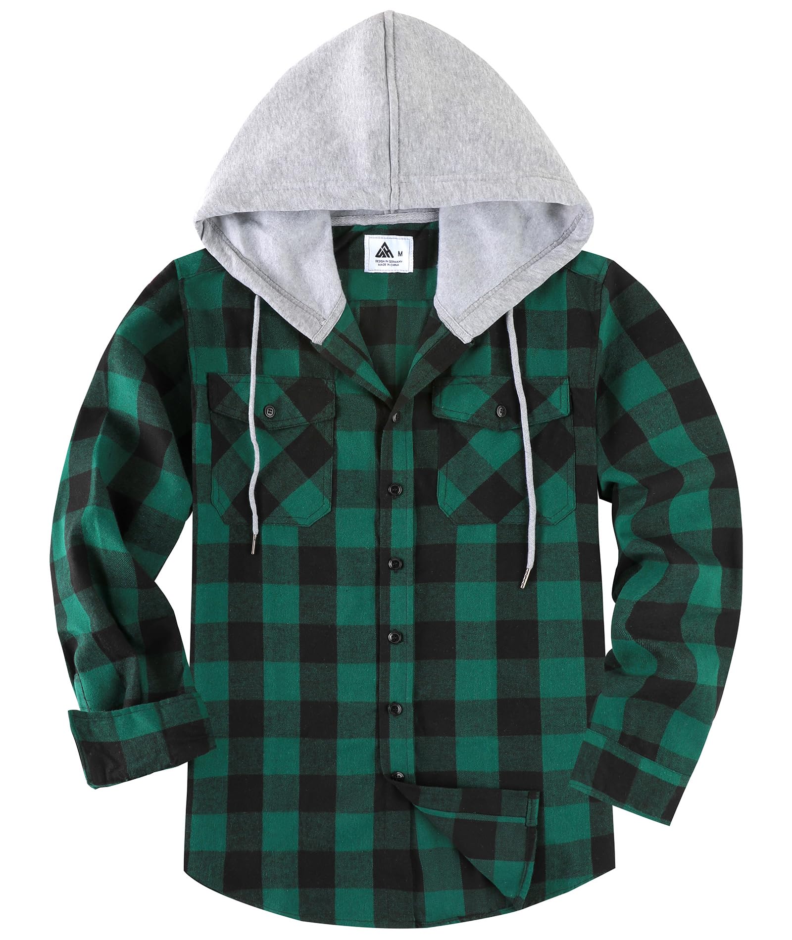 SwissWell Camicia Uomo Flanella Camicia a Quadri Manica Lunga Giubbotto Camicia con Cappuccio Casual Felpe M-3XL