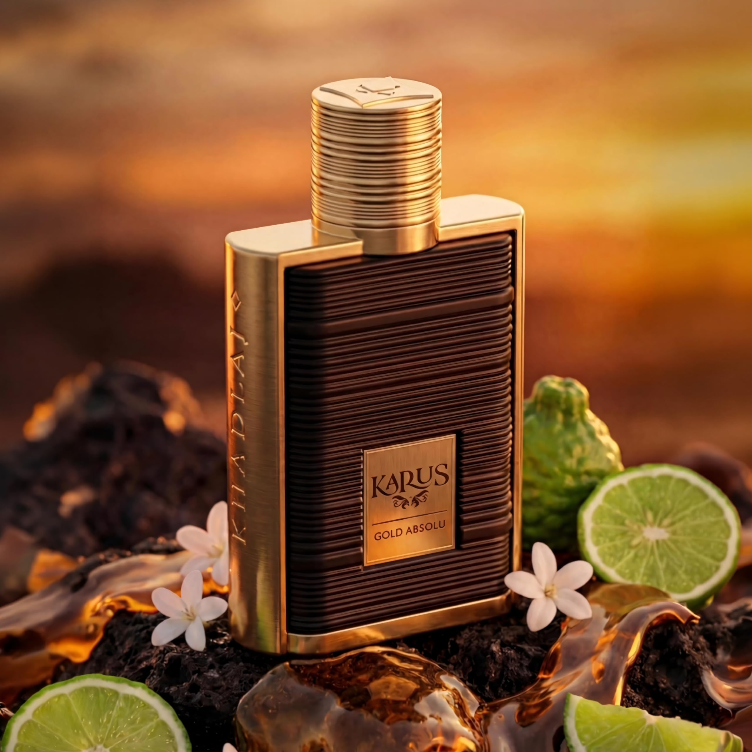 Khadlaj Karus Gold Absolu 100 ml Eau de Parfum Spray Unisex | Bergamotte & Schwarze Johannisbeere, Herz von Veilchen und Jasmin, Zedern- und Tonka-Grundierung, blumig, fruchtig, holzig