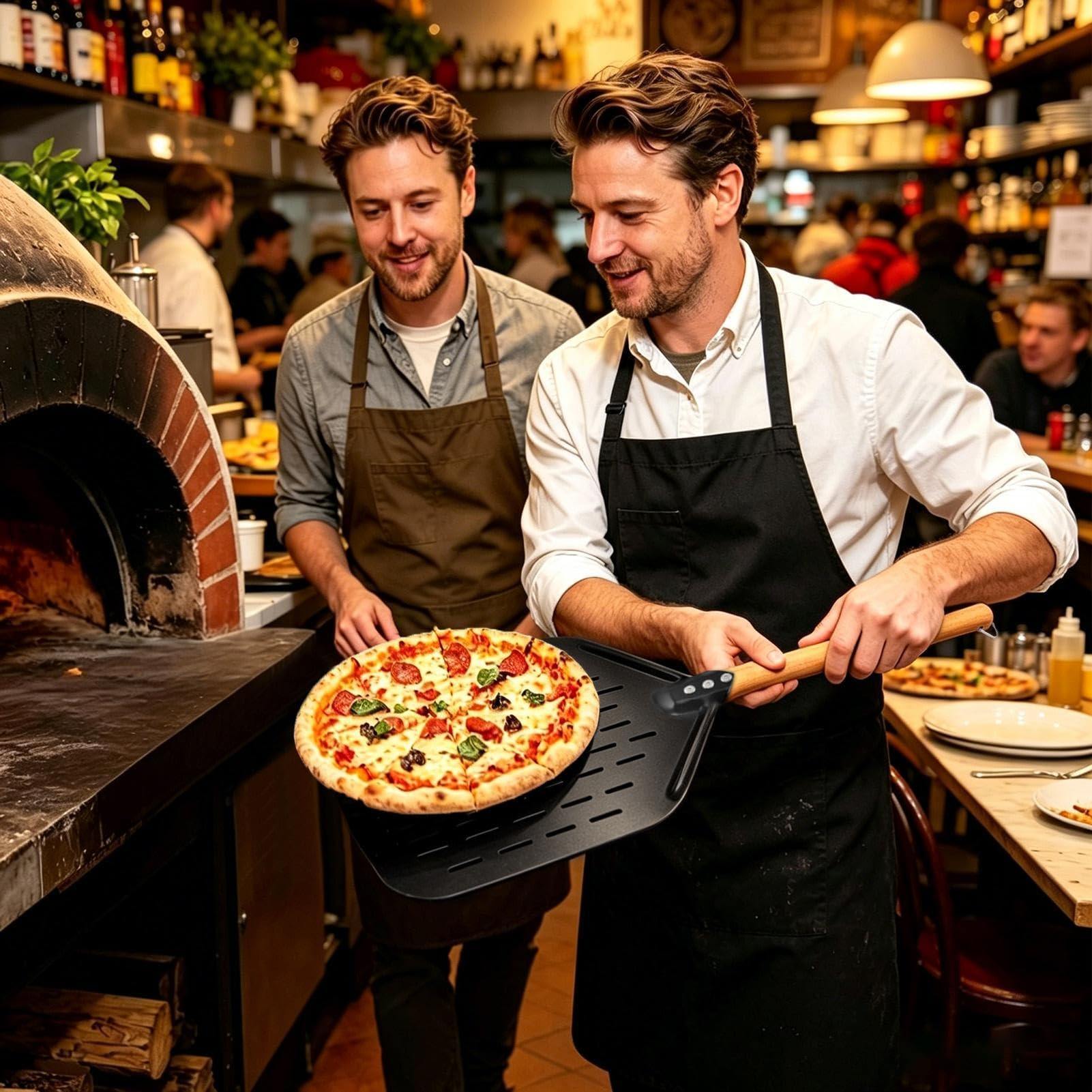 Łopatka do pizzy 30 cm Perforowany Odporny Na Ciepło Demontowalny Drewniany