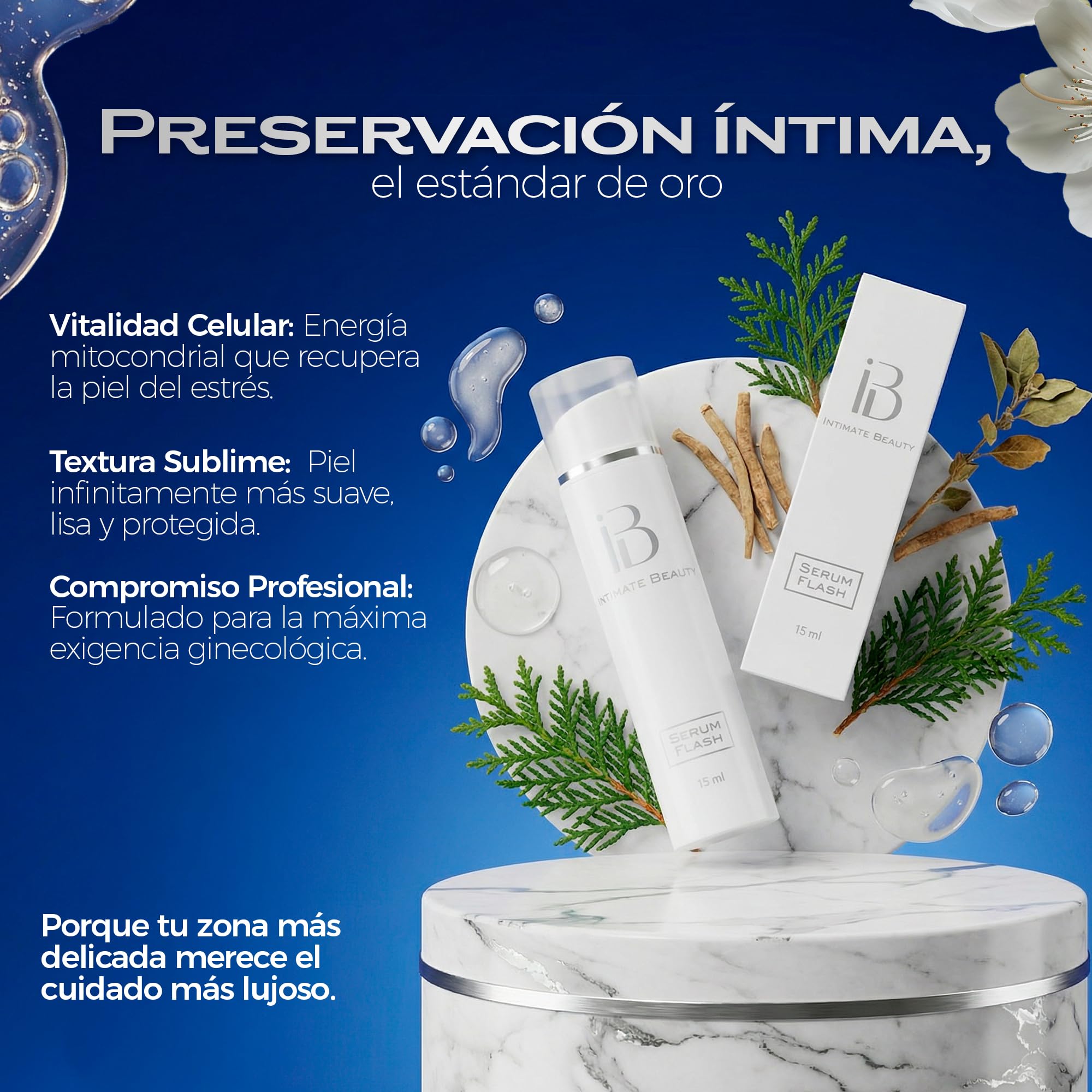 Intimate beauty sérum flash íntimo mujer 15 ml – reafirmante vulvar con ácido hialurónico | efecto lifting inmediato, regeneración celular y testado ginecológicamente