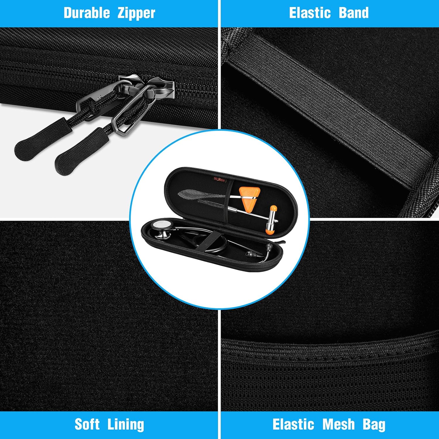 Slim Stethoscope Hard Case for 3M Classic III, Black | Cardiology IV, Lightweight II S.E., Omron/ADC/MDF Acoustica, Shockproof Travel Bag