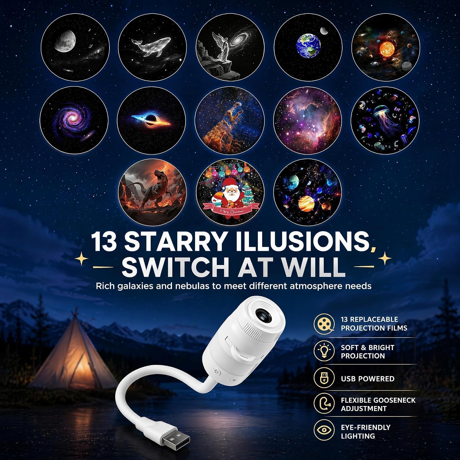 13-in-1 Galaxy Projector Night Light, Sternenhimmel Projektor Kinder