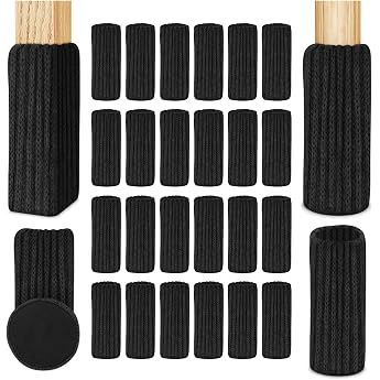 OSDUE Chair Socks Pack of 24 Elastic Furniture Socks Knitted Felt Chair Leg Caps Thick Base Non-Slip Pads for Furniture Table Floor Protection Avoid Scratches and Noises Black