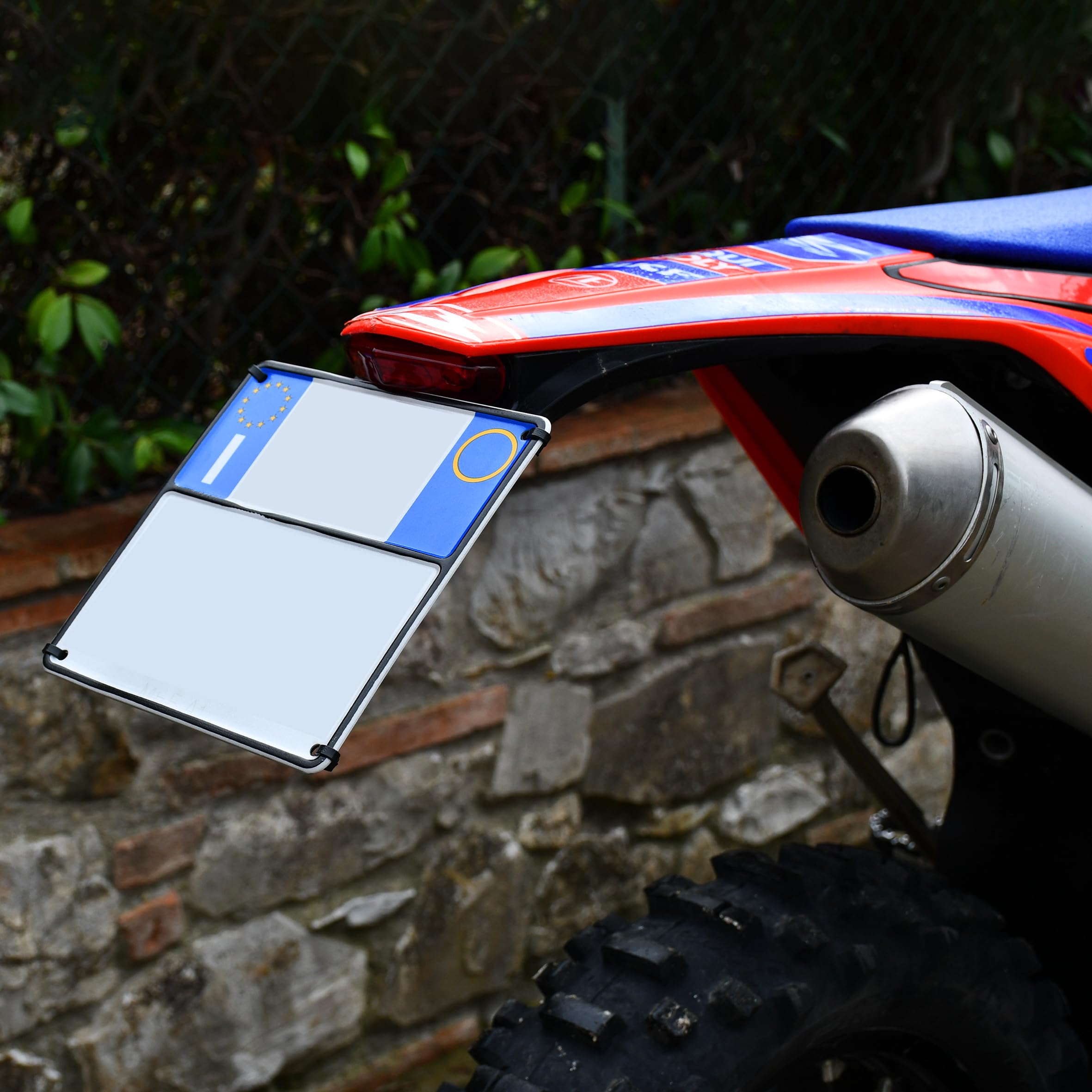 PORTATARGA SUPPORTO TARGA ESTRAIBILE CLICK CLACK universale MOTO ENDURO OFF ROAD (nero)