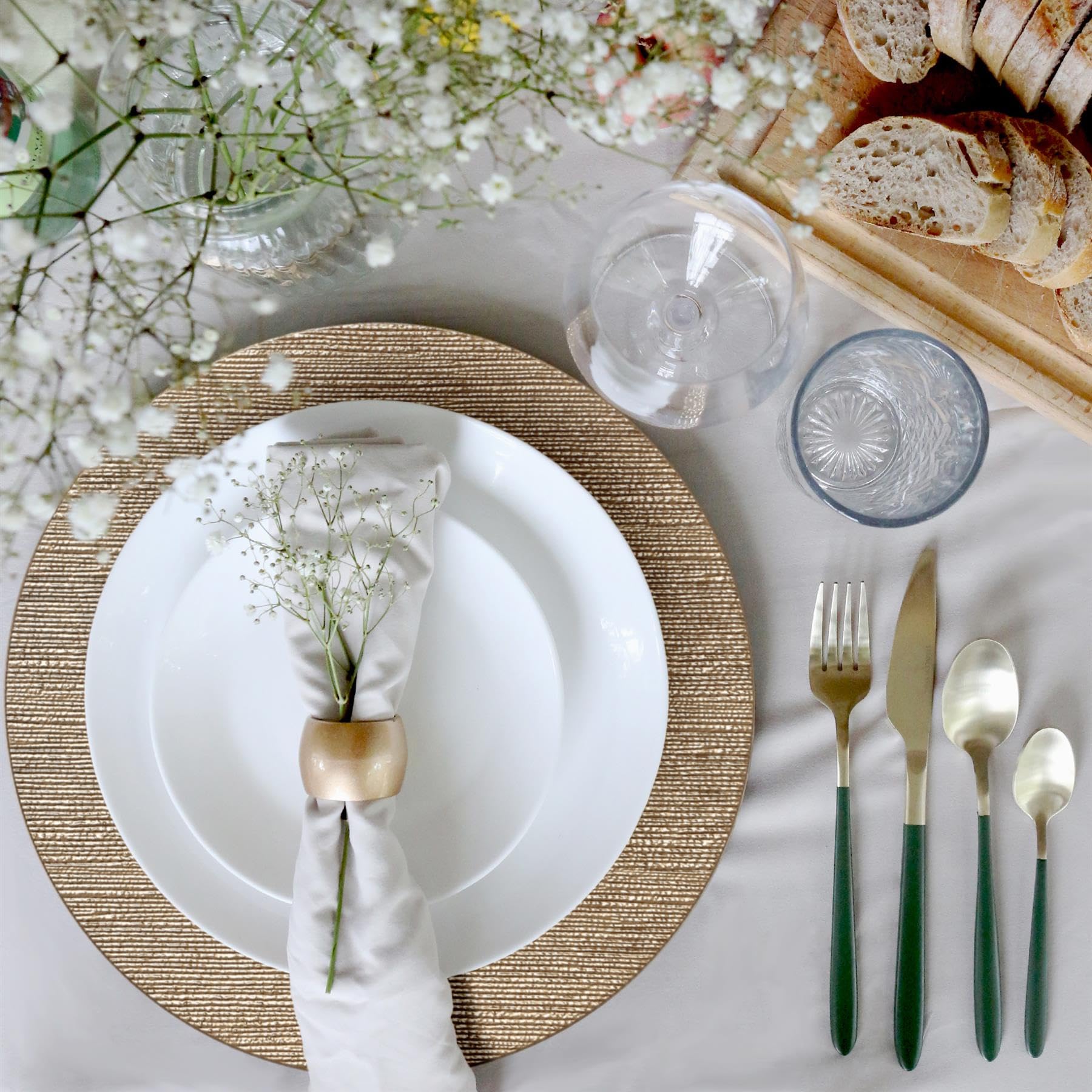 Argon Tableware Assiettes de Présentation Rondes - 33cm - Côte d'Or - 6x Réutilisable Dur Plastique Mise en Place de la Table du Dîner Mariage Fête Décor Décoratif Service Vaisselle Sets de Table