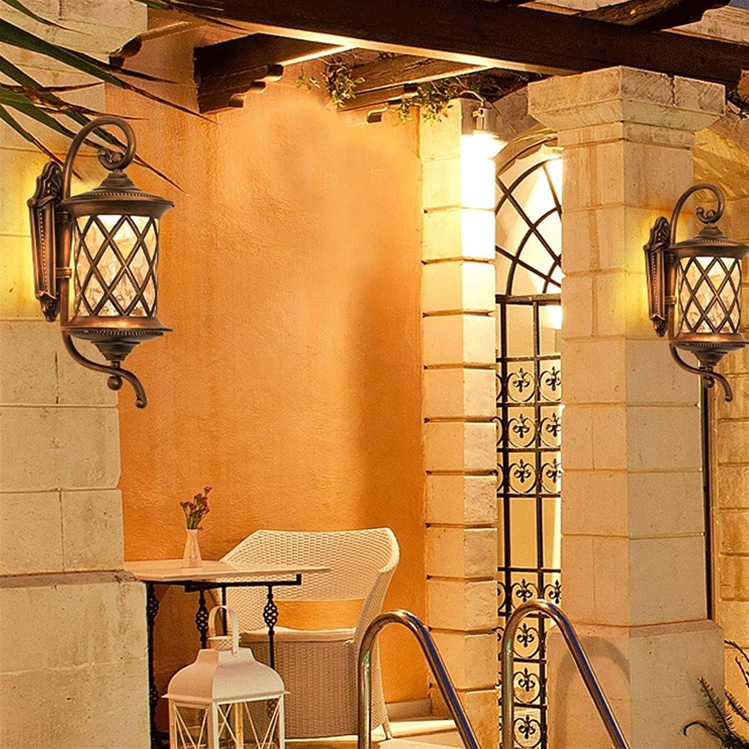 Applique Murale extérieure, Douille E27, Verre Cascade de qualité supérieure, Fixation 100% antirouille et étanche pour entrée, Porche ou Porte.
