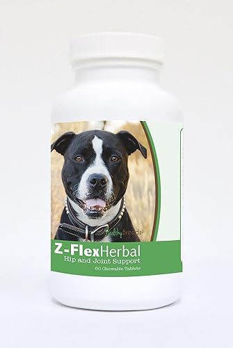 Healthy Breeds Pit Bull - Tabletas masticables naturales para apoyo articular de 60 unidades