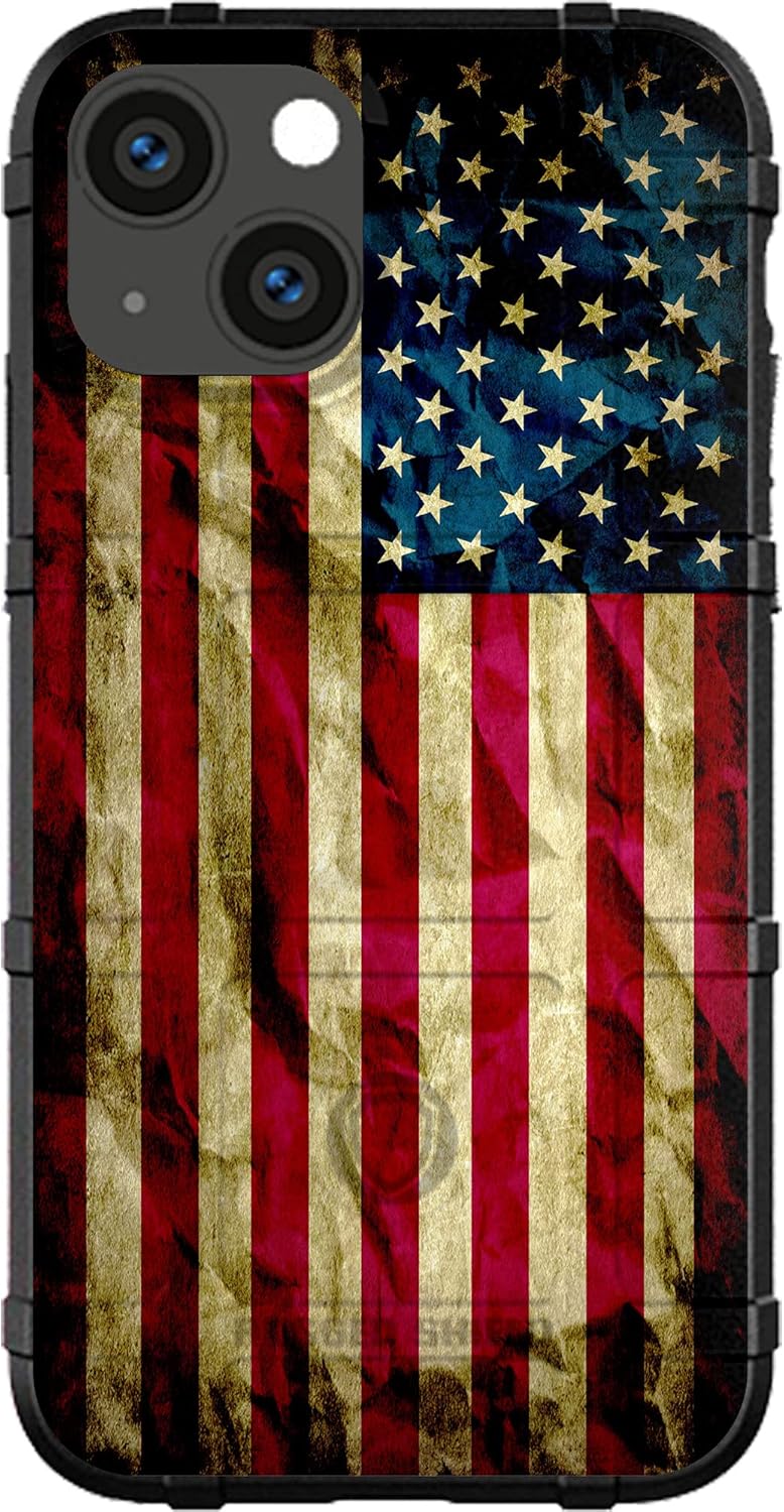EGO TACTICAL Limited Edition Rugged Shield case Compatible with iPhone 13 Pro Max [6.7" Screen] Printed in The USA Old Glory, Tea Stained US Flag