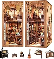 Vista 17 de CUTEBEE - Kit de rincón de libros - Kit de casa de muñecas en miniatura DIY para adultos, decoración de estantería de casa pequeña Booknook