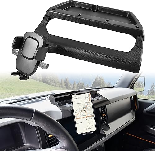 Miniatura 1 de KEWISAUTO Soporte de teléfono para tablero de instrumentos Bronco 2021-2023, bandeja de almacenamiento de consola central ajustable, soporte para