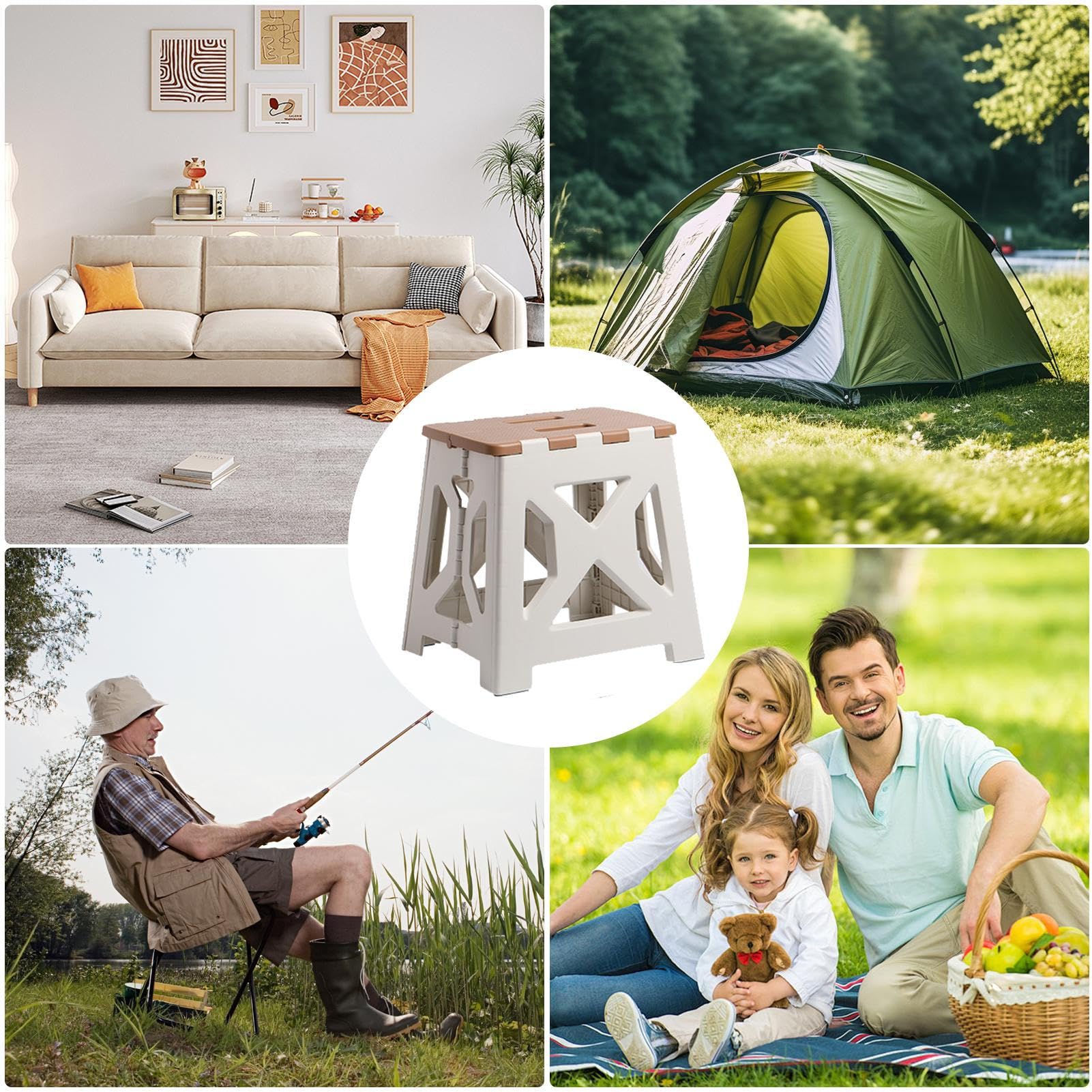 Tabouret pliant portable, chaise de pêche, tabouret pliant léger pour cuisine, salle de bain, chambre, buanderie, camping, randonnée, intérieur et extérieur | Tabourets Compacts Dépliables pour Cuisine, Salle de Bain, Pique-nique et Extérieur