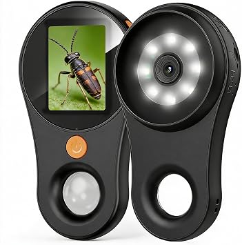 Handheld Digital Microscope, Portable Pocket Magnifying Glass for Adult with 2.0 Inch Color Screen, 200w, 500x Magnification, Built in 8LEDs, Compatible with OS X Black