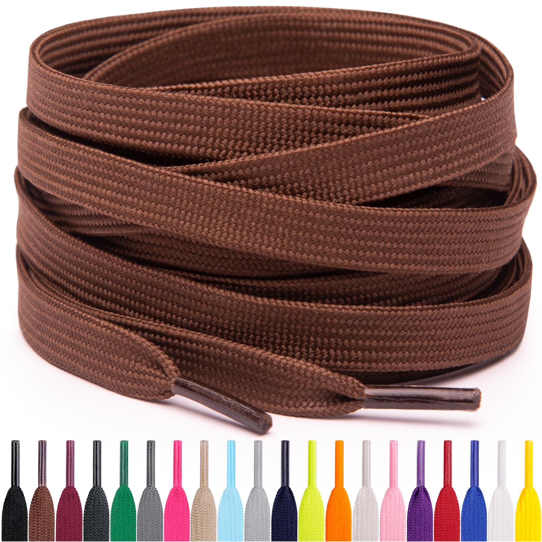 Miscly Flat Shoe Laces for Sneakers, Multiple Lengths and Colors Available