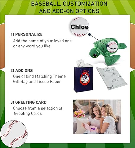 Miniatura 2 de DolliBu Big-Eye - Animal de peluche de tortuga marina con peluche de béisbol, tortuga marina suave y abrazable, adorable peluche, juguete de peluche