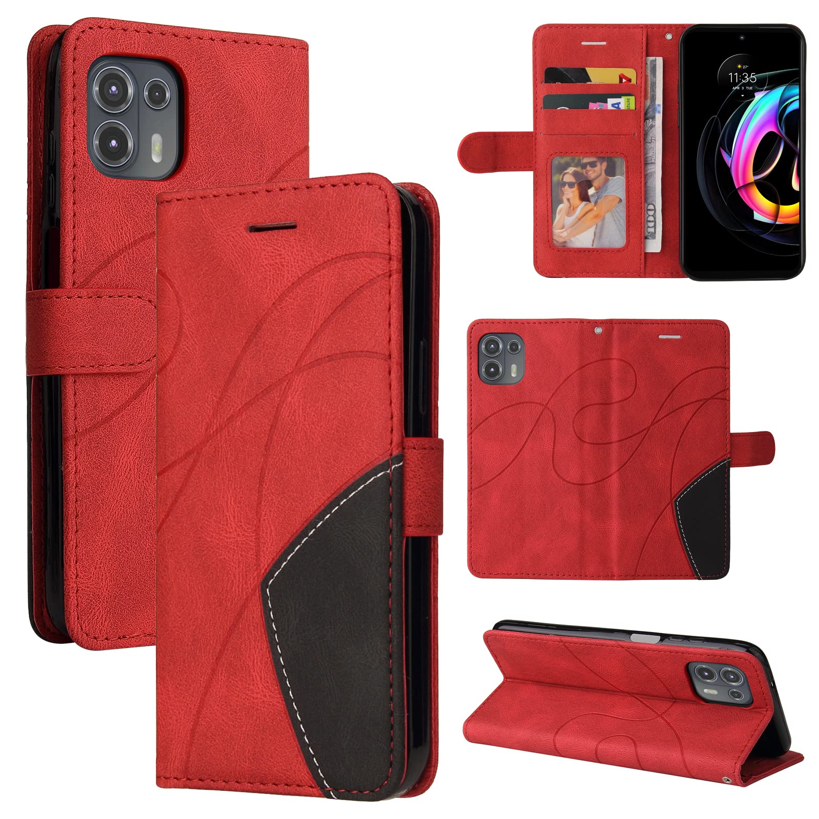 Lihondar Cover per Motorola Moto Edge 20 Lite/Moto Edge 20 Fusion, Custodia Portafoglio Flip Libro Wallet Case Antiurto Custodia in Pelle PU Premium, Slot per Schede, con Magnetica a Scatto (Blu