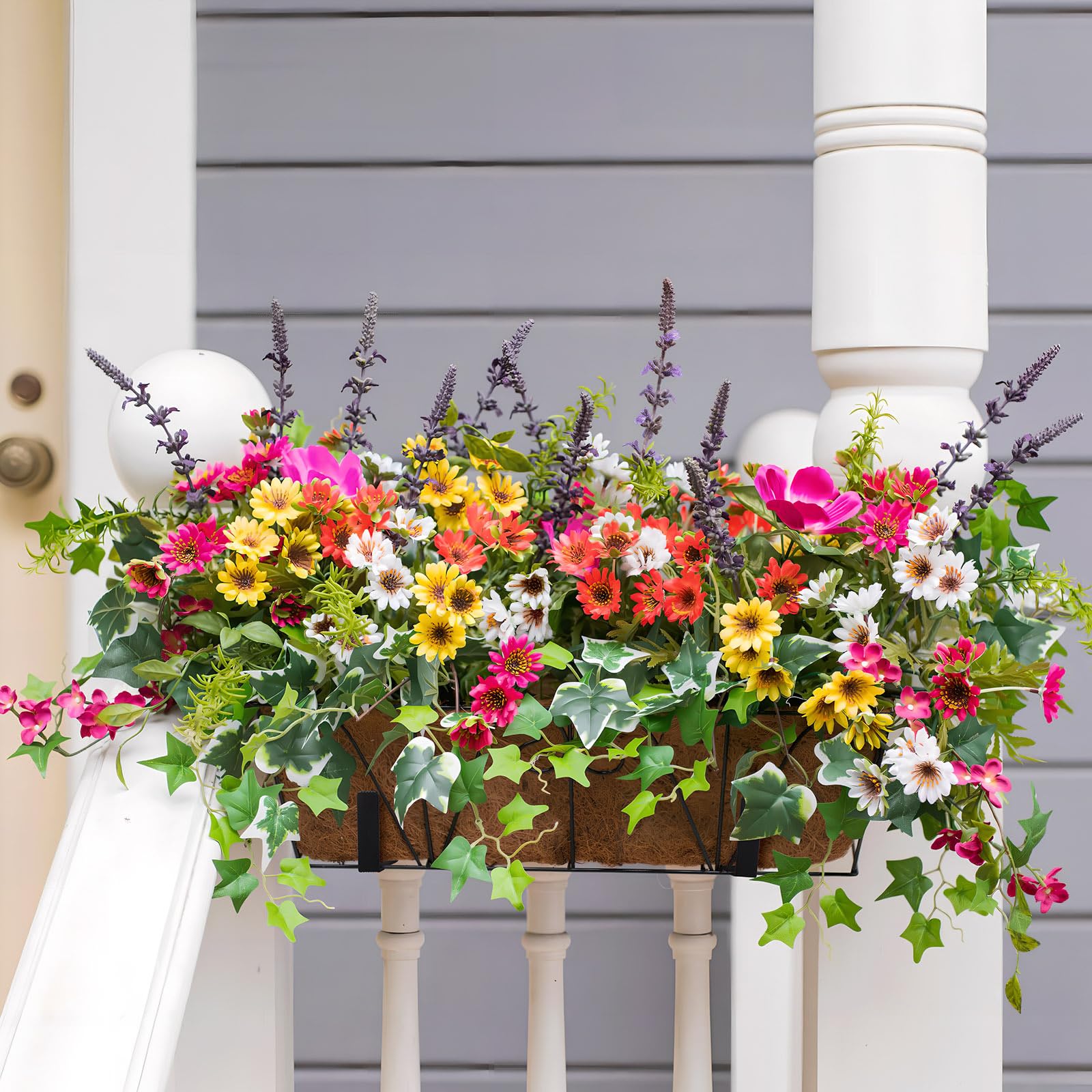 Baluue Blumenkastenhalterungen für Fenster, verstellbare Blumenkastenhalterungen für Geländer, robuster schwarzer Stahl, für den Außenbereich, hängender Pflanzkasten für Zaun, Pergola, Terrasse,