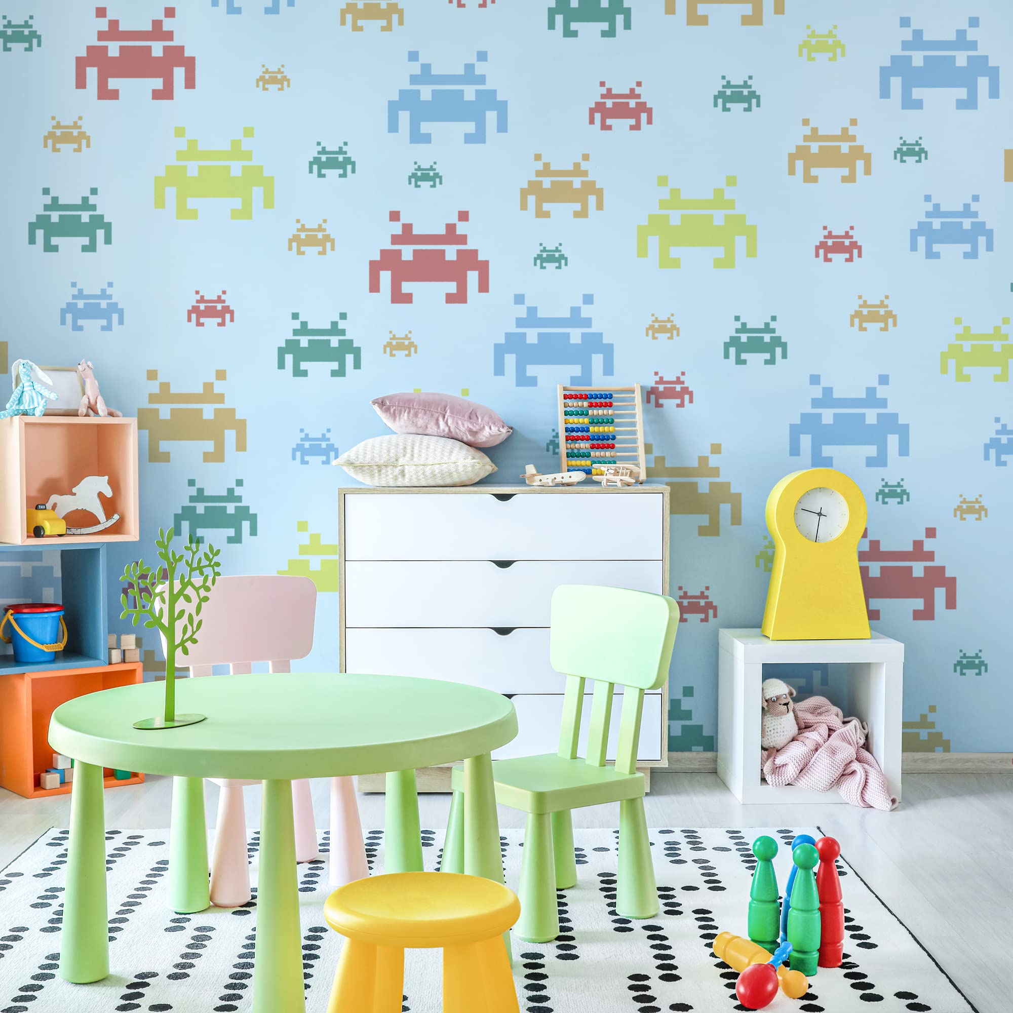 NAKLEO Painting Stencils Set for Kids 5 Pcs Templates 9x9 to 34x34cm Space Invaders Game - Image 3