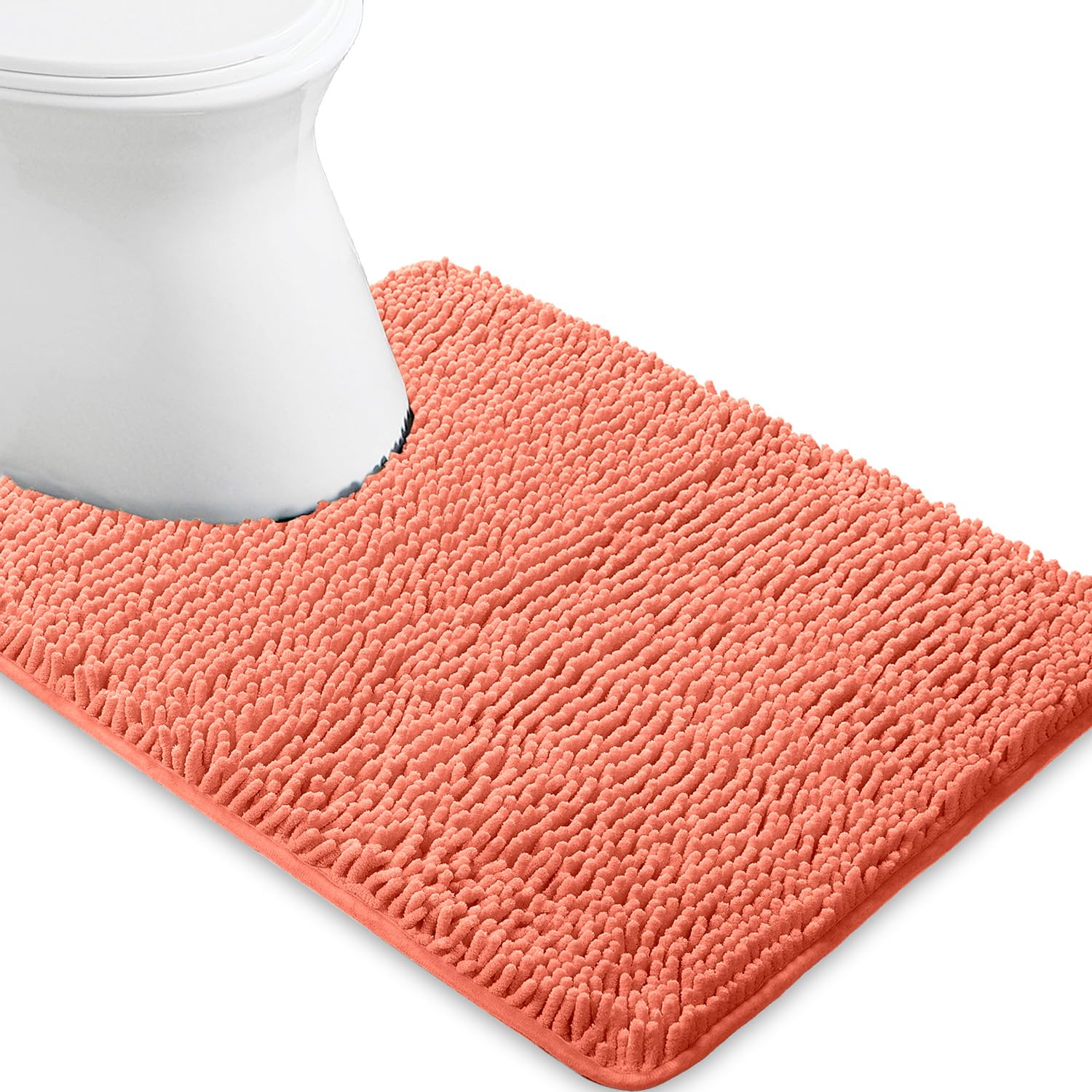 Yeaban Toilet Rugs U-Shape 20"x24", Coral — image 1