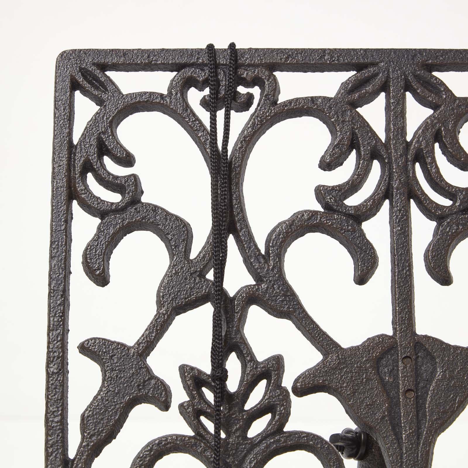 HOMESCAPES Leggio per ricettario, in ghisa, marrone, altezza 19 cm, larghezza 28 cm, in metallo