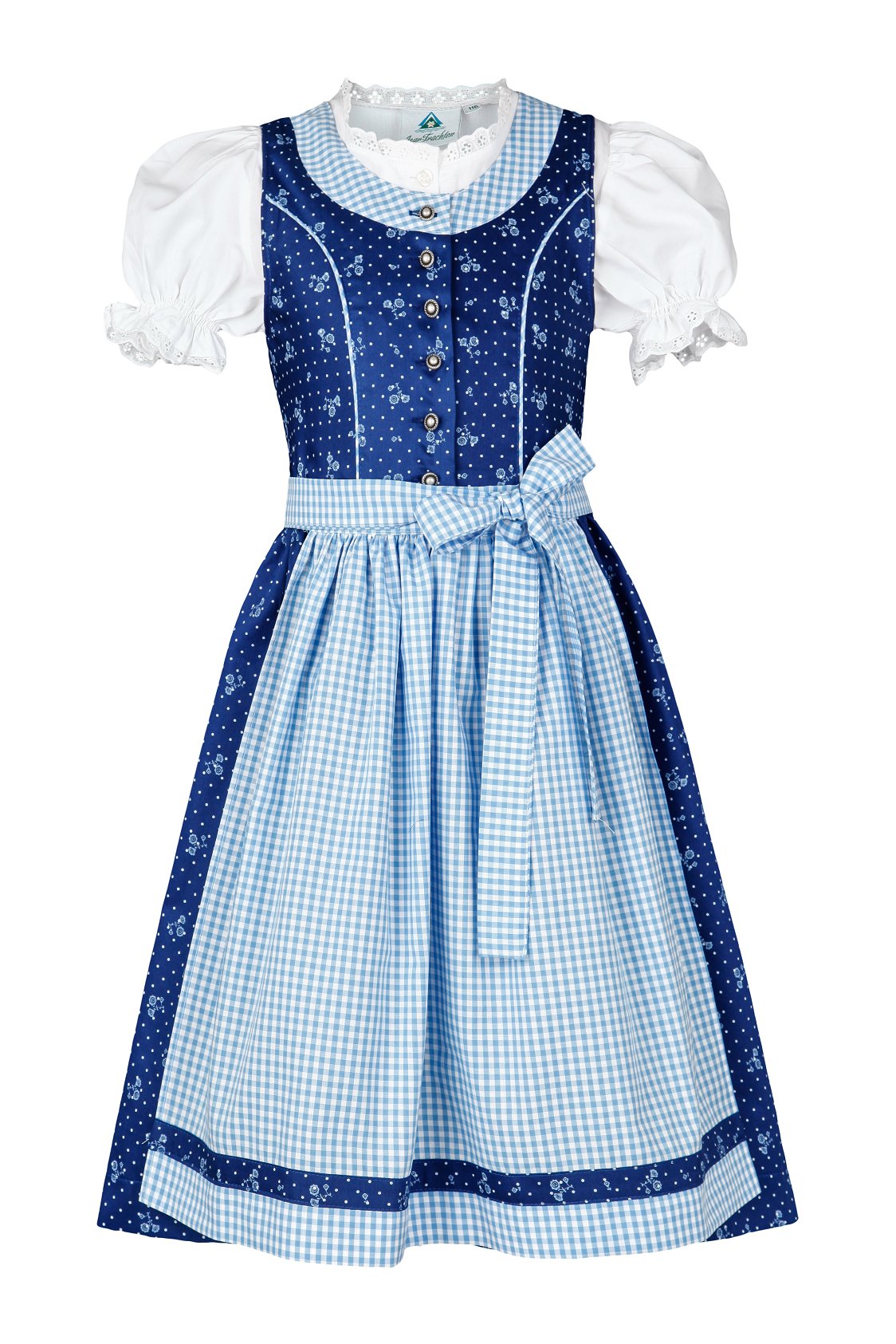 Isar-Trachten Dirndl per Bambini Rosa o Blu 3 Pezzi. con Grembiule a Quadri per Ragazze Oktoberfest Kirchweih