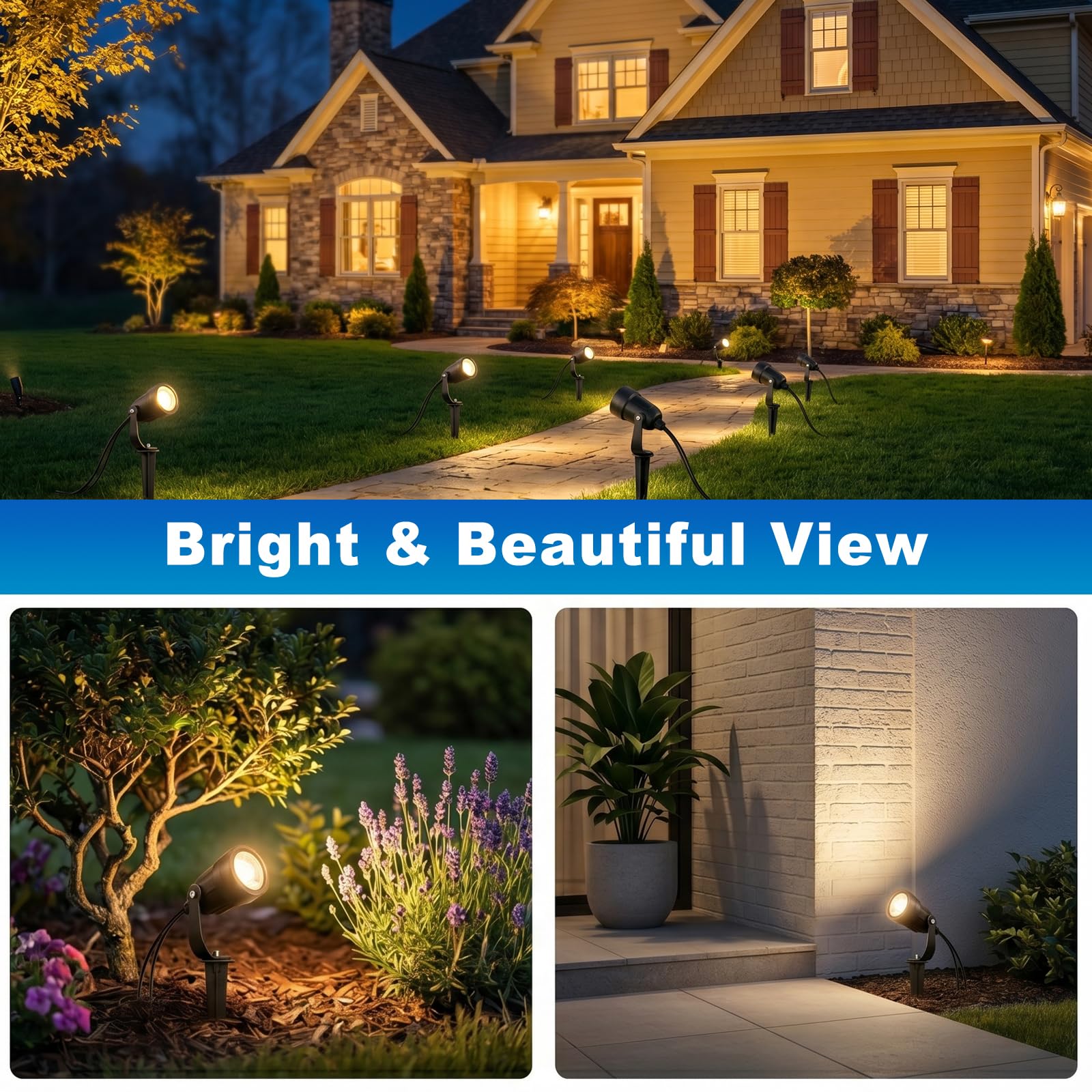 SMY Lighting 8er Set Gartenbeleuchtung, 5W Aluminium LED Gartenstrahler mit Timing und Fotozellensensor, 3000K Warmweiß, IP65 Wasserdicht, Dimmbare Strahler Außen mit Transformator für Garten Wege
